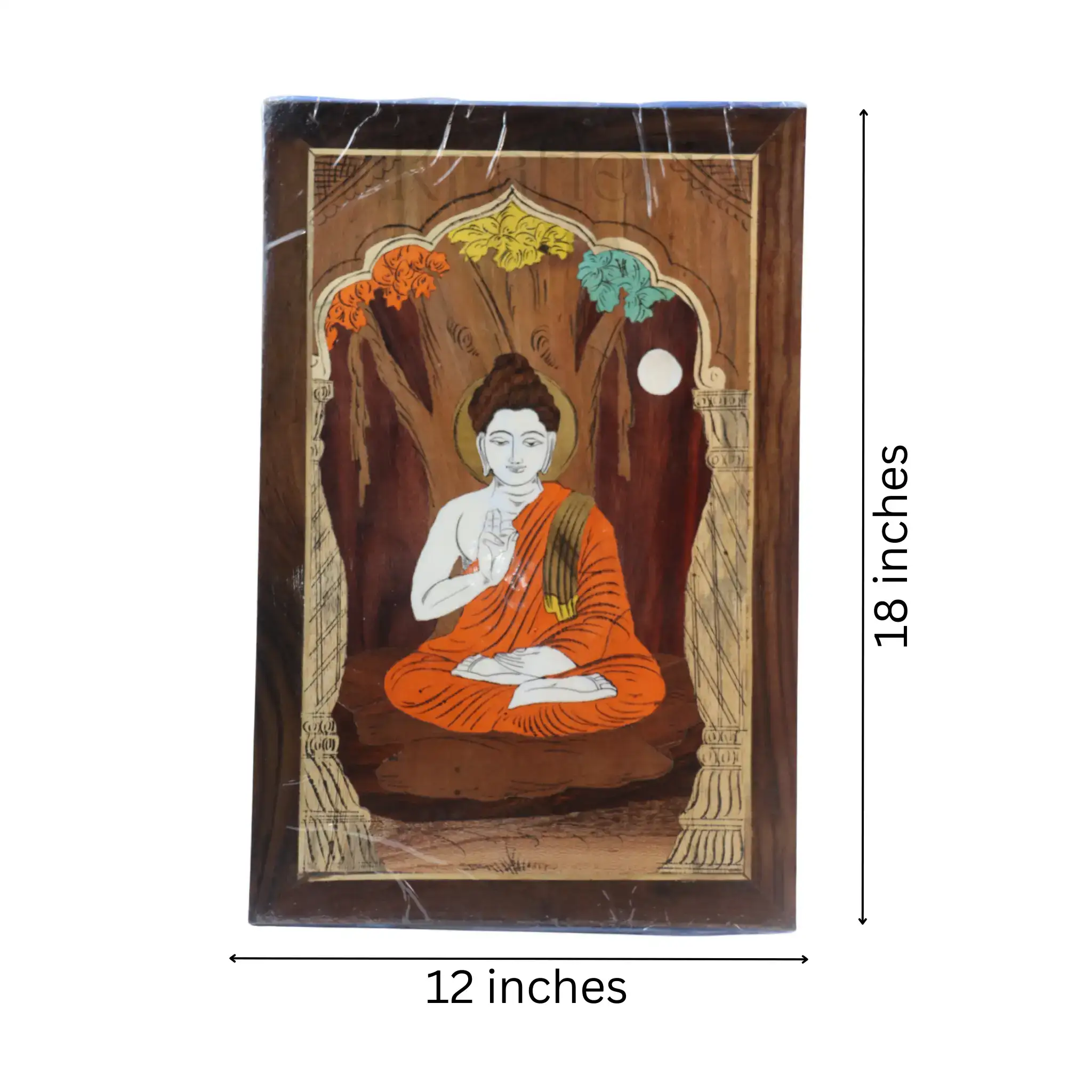 Divine Buddha Photo Frame in Rosewood Inlay – Ethnic Spiritual Wall Decor - Image 5