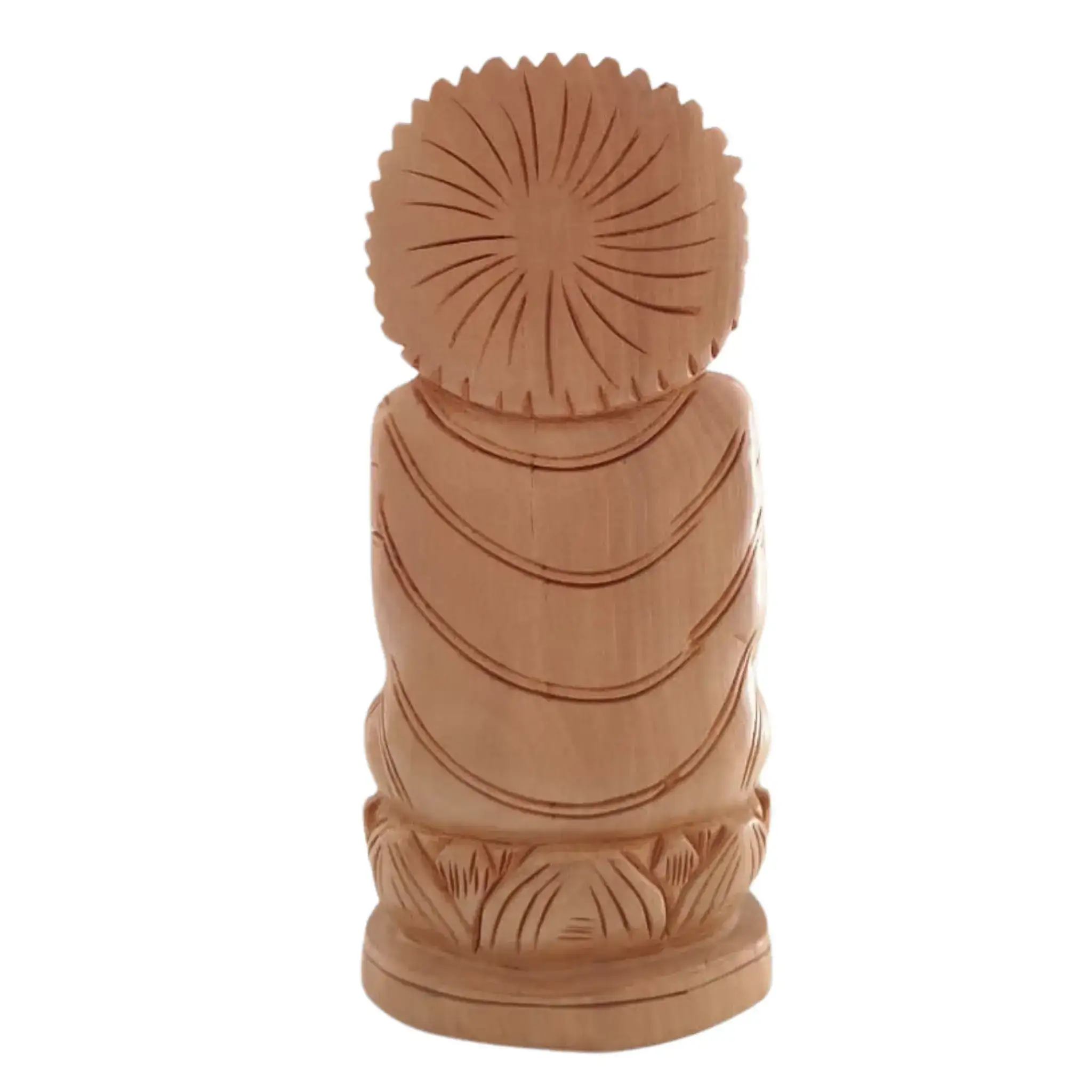 Hand-Carved Wooden Buddha Sitting In Lotus Decorative Background Panel - Image 5