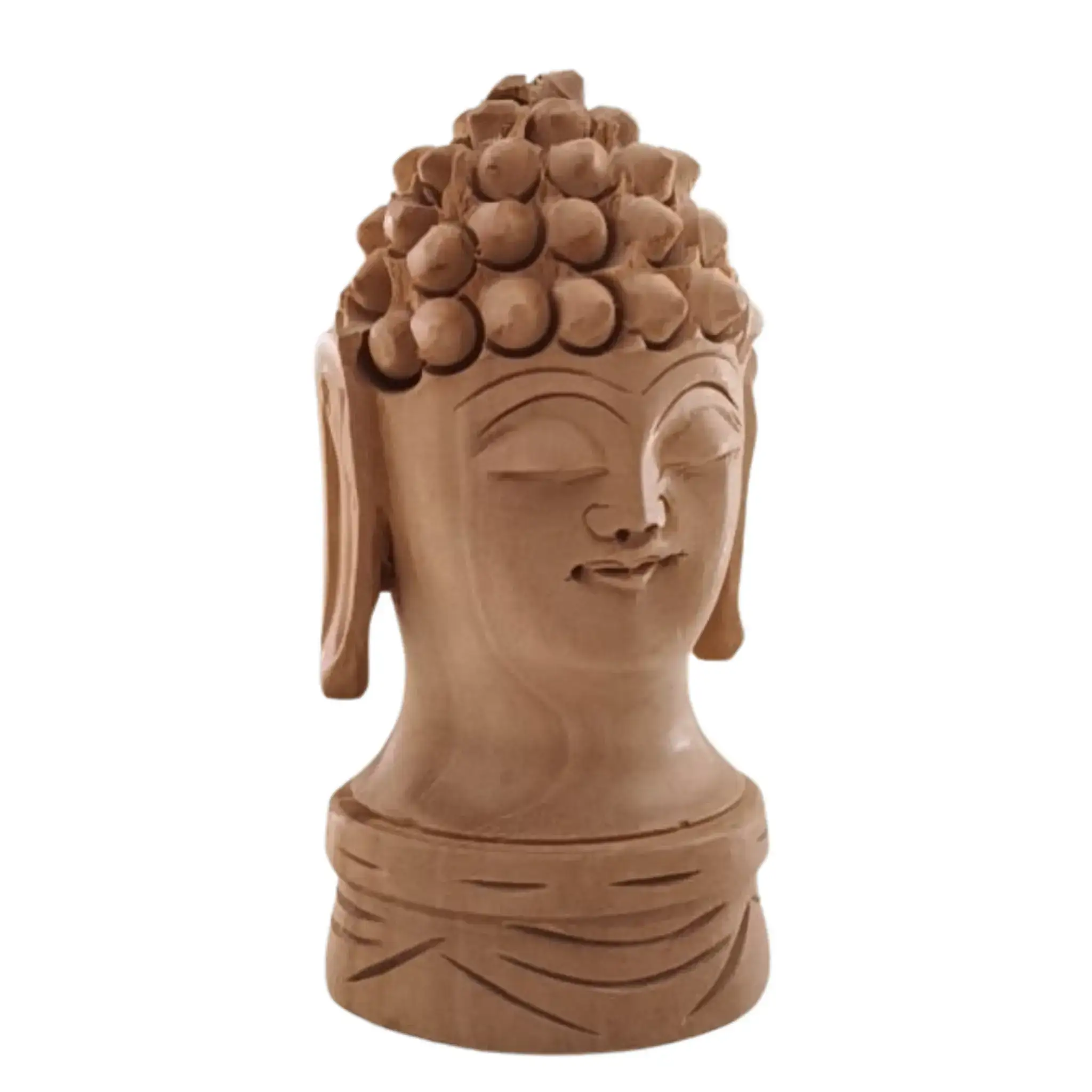 Buddha Wooden Head Statue | Hand-Carved Spiritual Decor - Image 2
