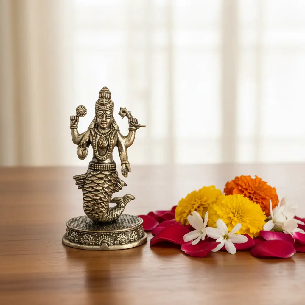 Brass Idol of Lord Matsya (The Fish Avatar of Lord Vishnu) - Image 2