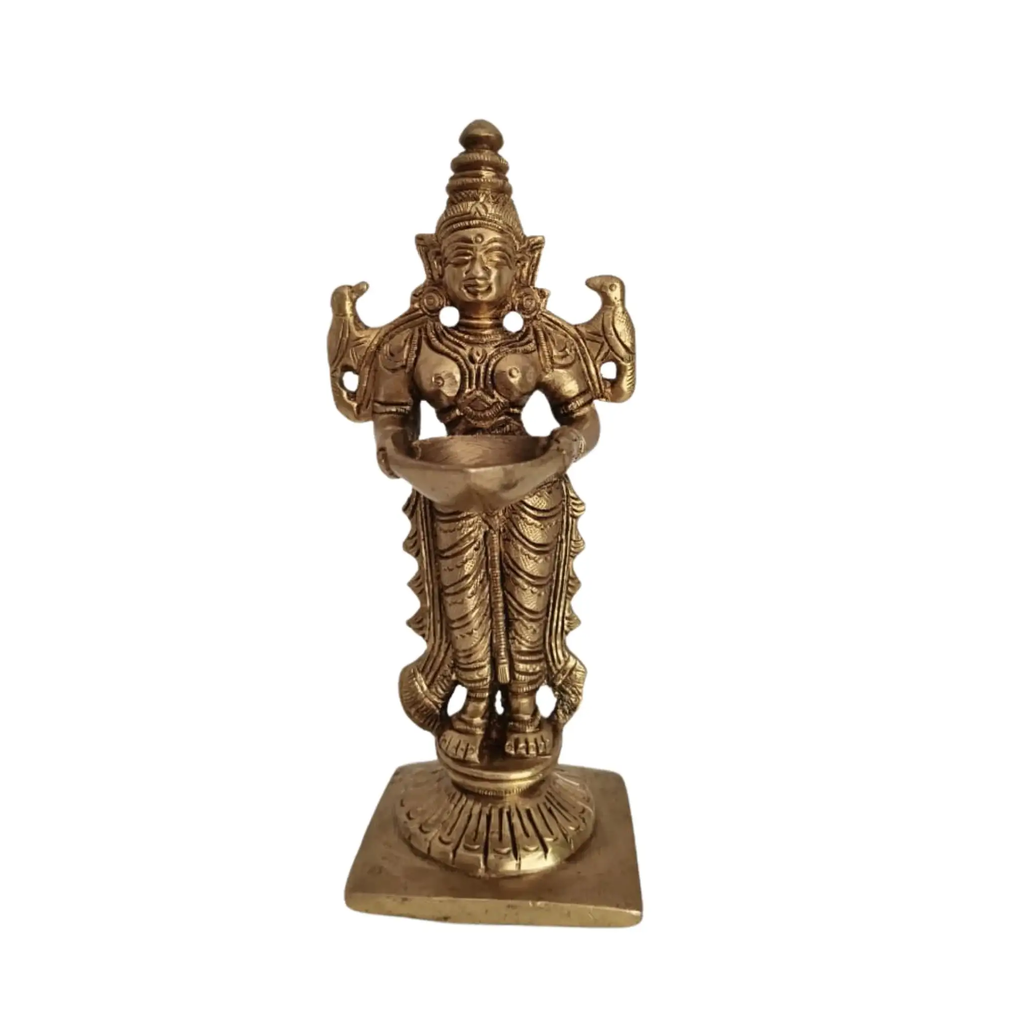 Graceful Brass Lady with Diya – Symbol of Devotion and Radiant Light from Aligarh - Image 5