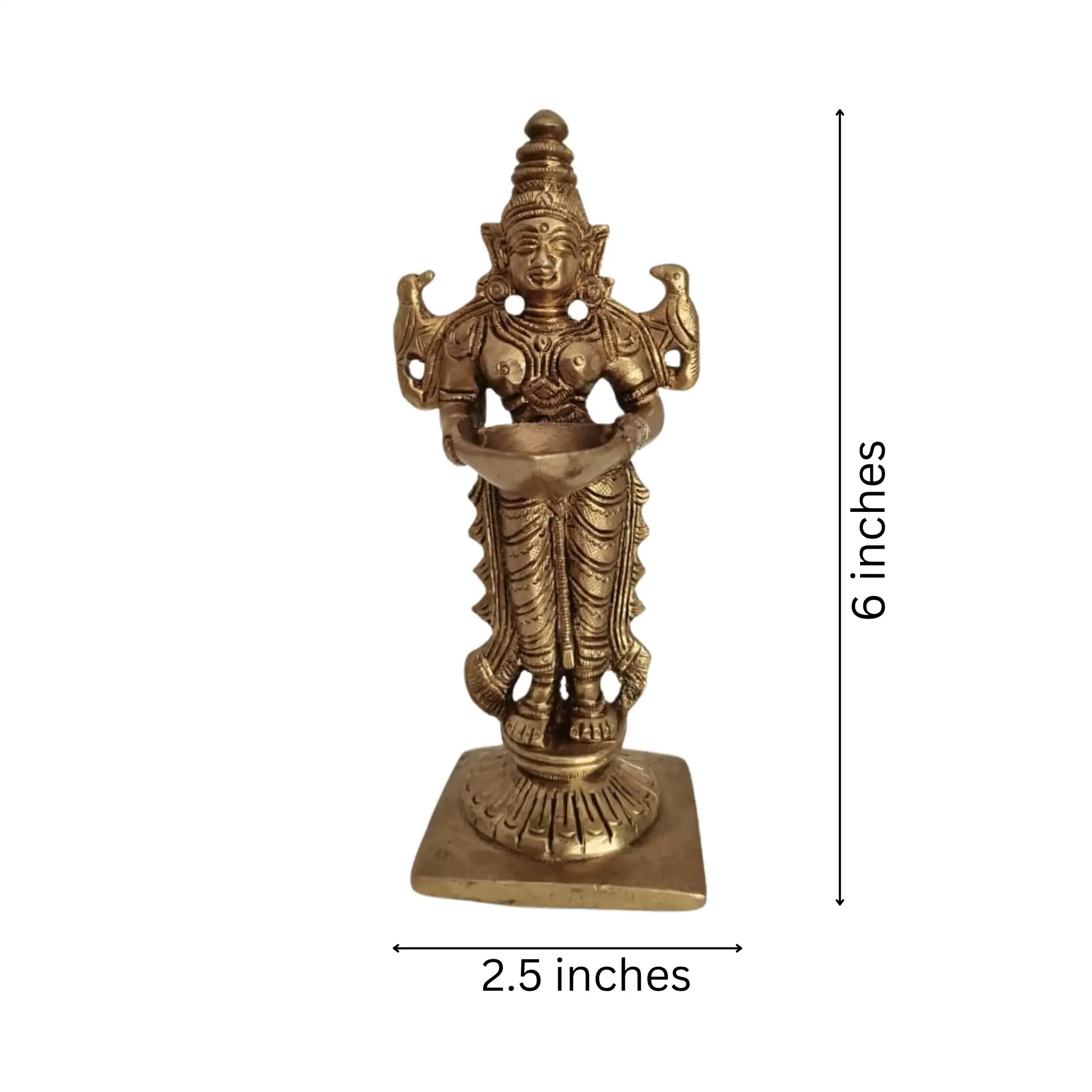 Graceful Brass Lady with Diya – Symbol of Devotion and Radiant Light from Aligarh - Image 7