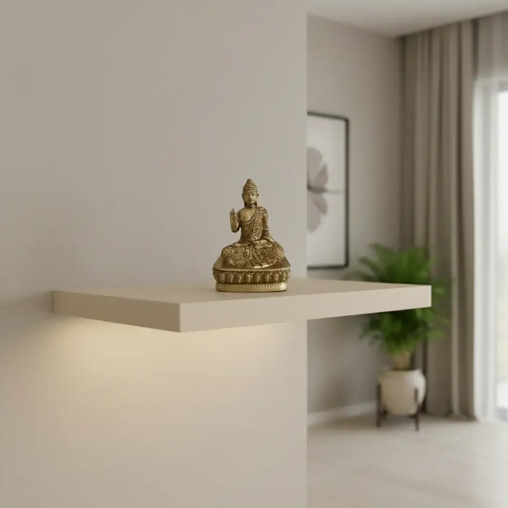 Brass Meditating Buddha Idol in Abhaya Mudra – Symbol of Peace - Image 3