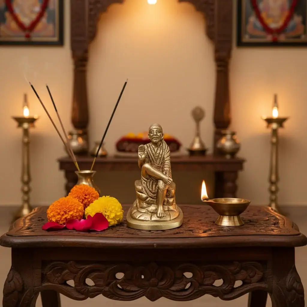 Brass Sai Baba Idol: Symbol of Love, Compassion, and Universal Faith - Image 2