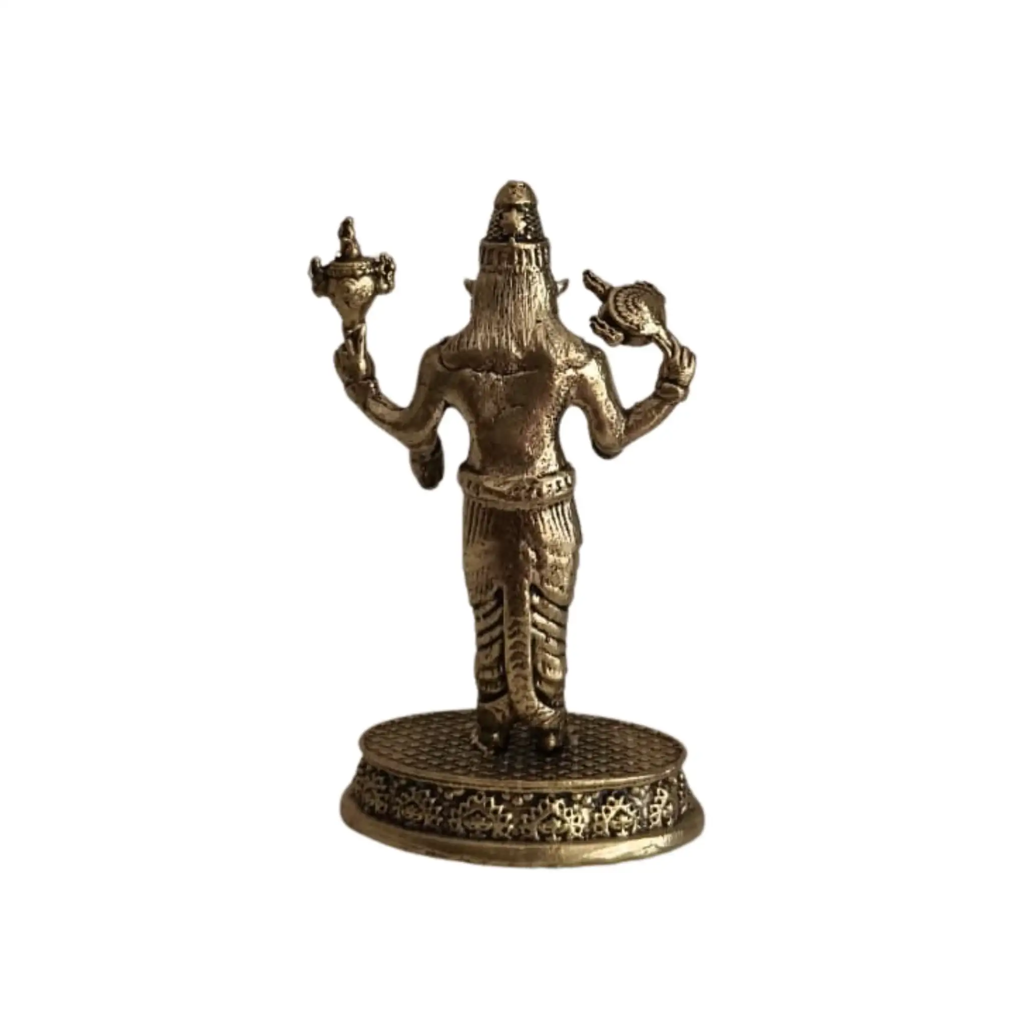 Exquisite Four-Armed Brass Ugra Narasimha Idol (Man-Lion Avatar of Lord Vishnu) - Image 4