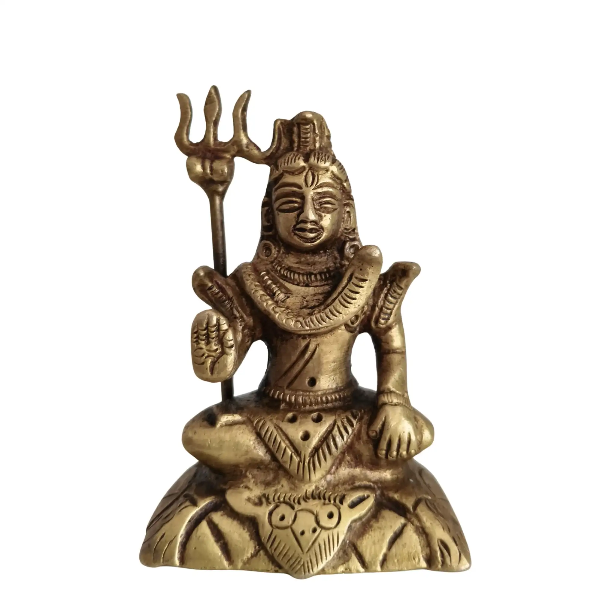 Exquisite Handcrafted Brass Lord Shiva Idol in Meditation with Trishula - Image 3