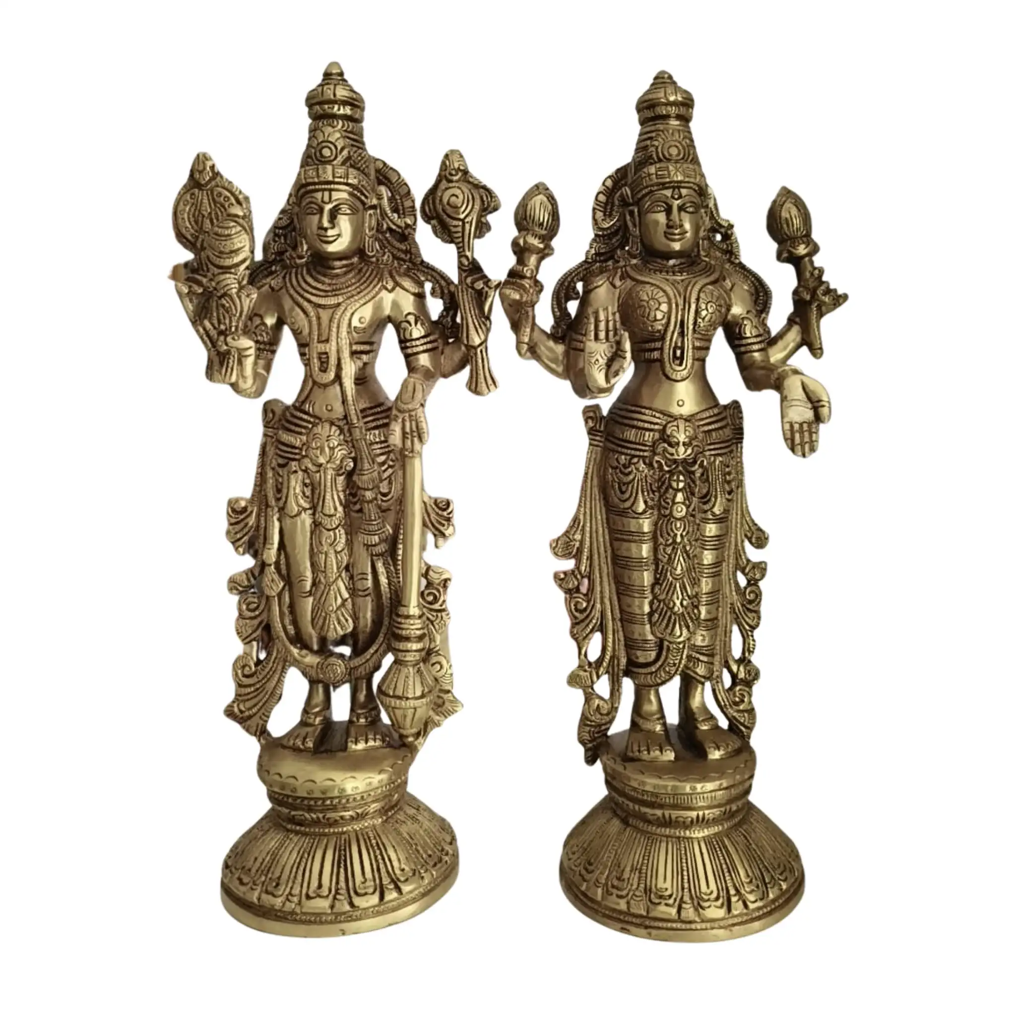 Divine Brass Vishnu Lakshmi Idols Set – Traditional South Indian Handcrafted Art - Image 6