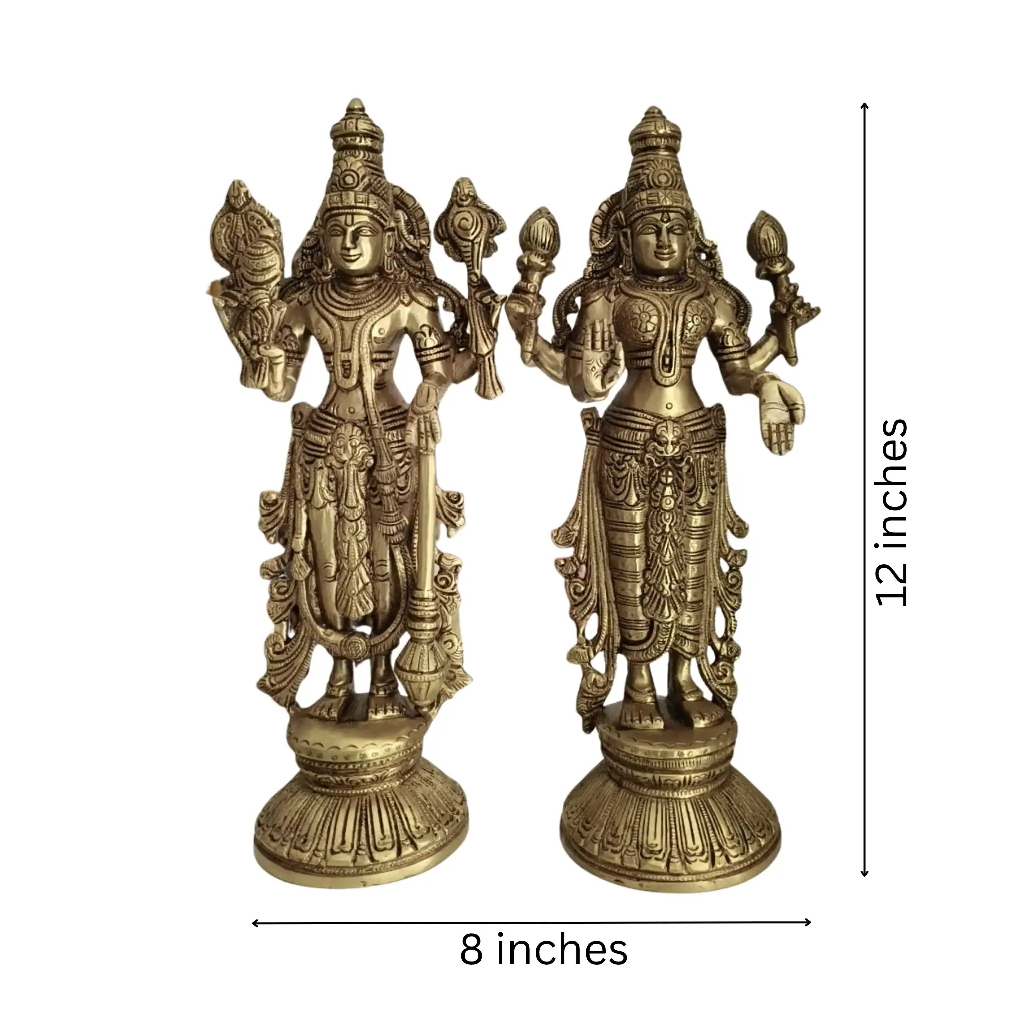 Divine Brass Vishnu Lakshmi Idols Set – Traditional South Indian Handcrafted Art - Image 8