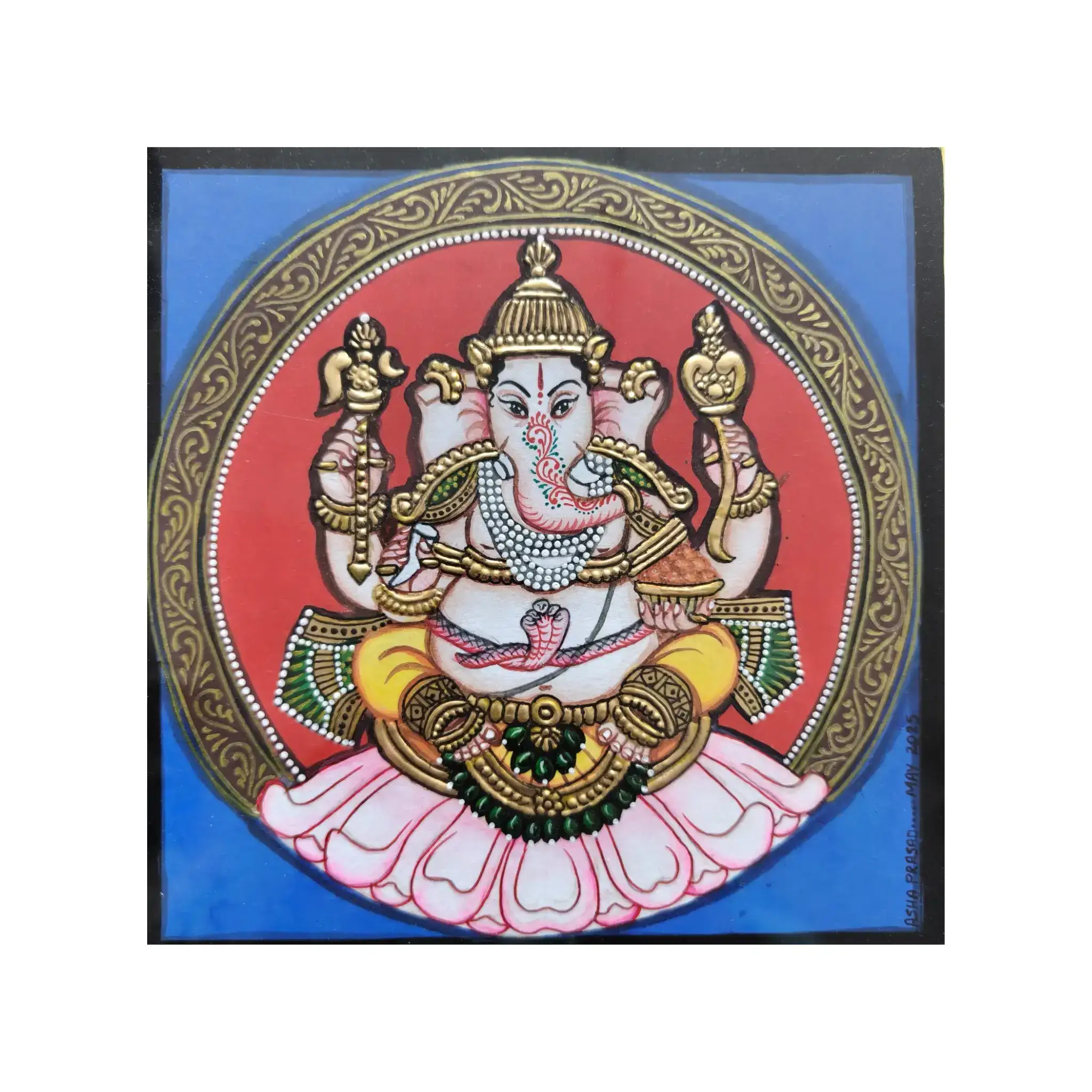 Mysore Ganesh Painting | 22KT Gold Leaf - Image 10