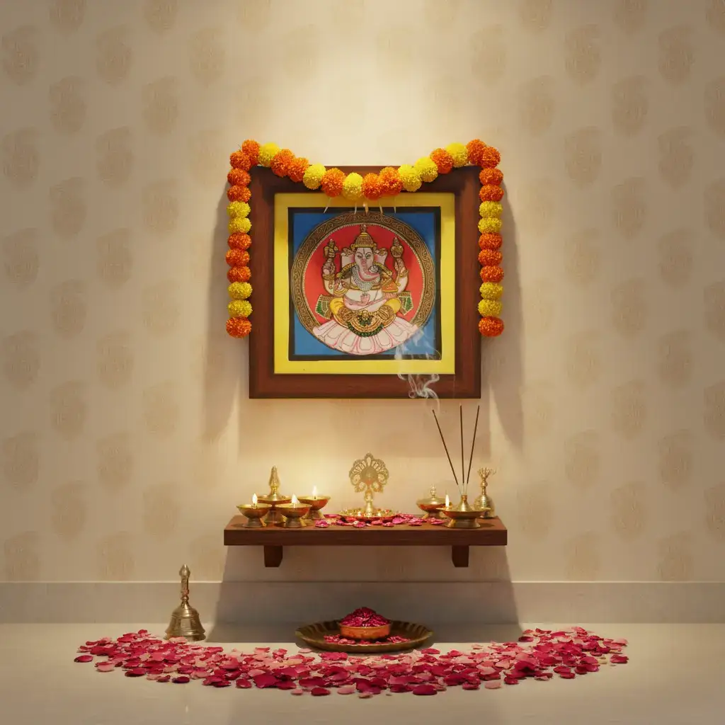 Mysore Ganesh Painting | 22KT Gold Leaf - Image 3