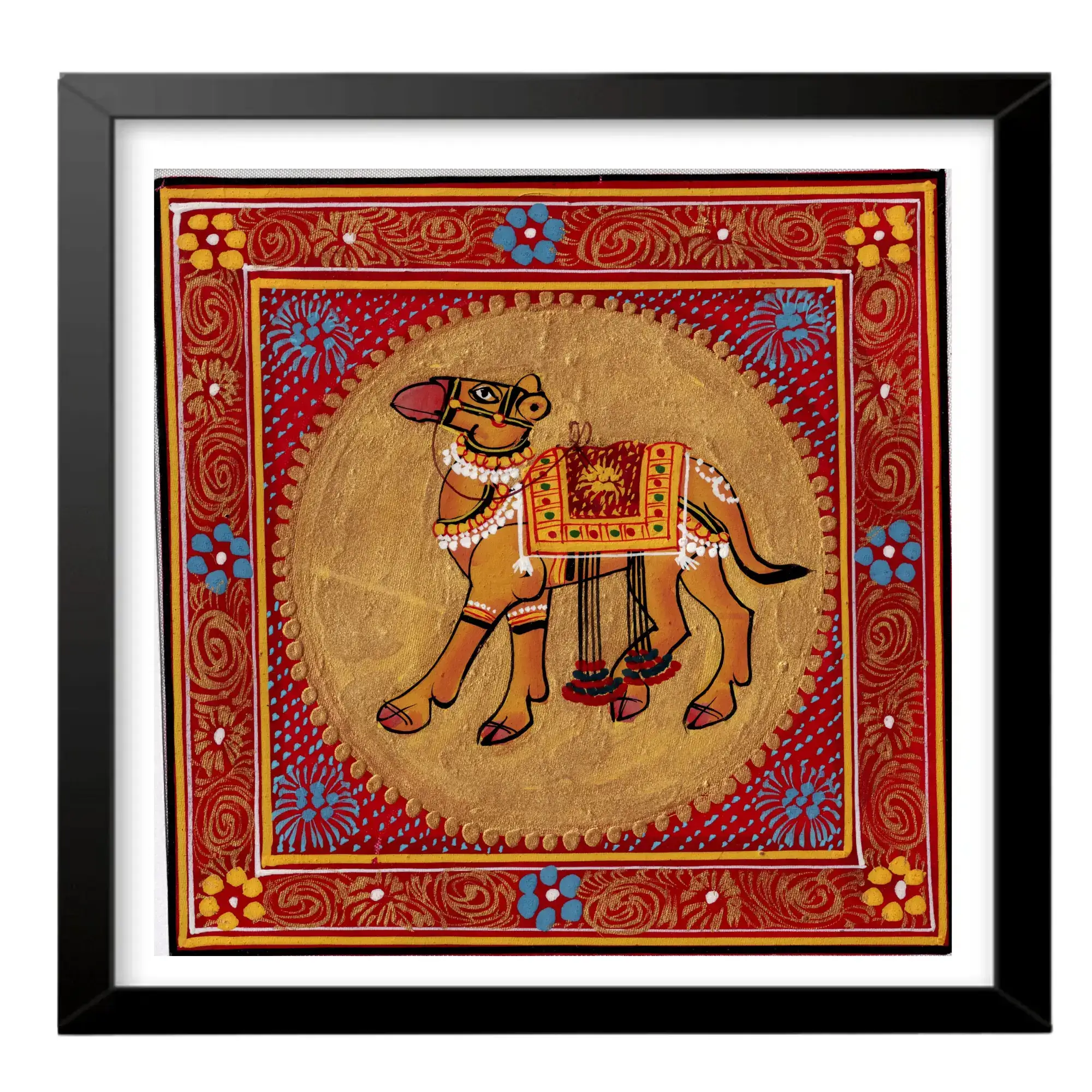 Regal Camel in Golden Miniature Artwork – Pattachitra Folk Art - Image 2