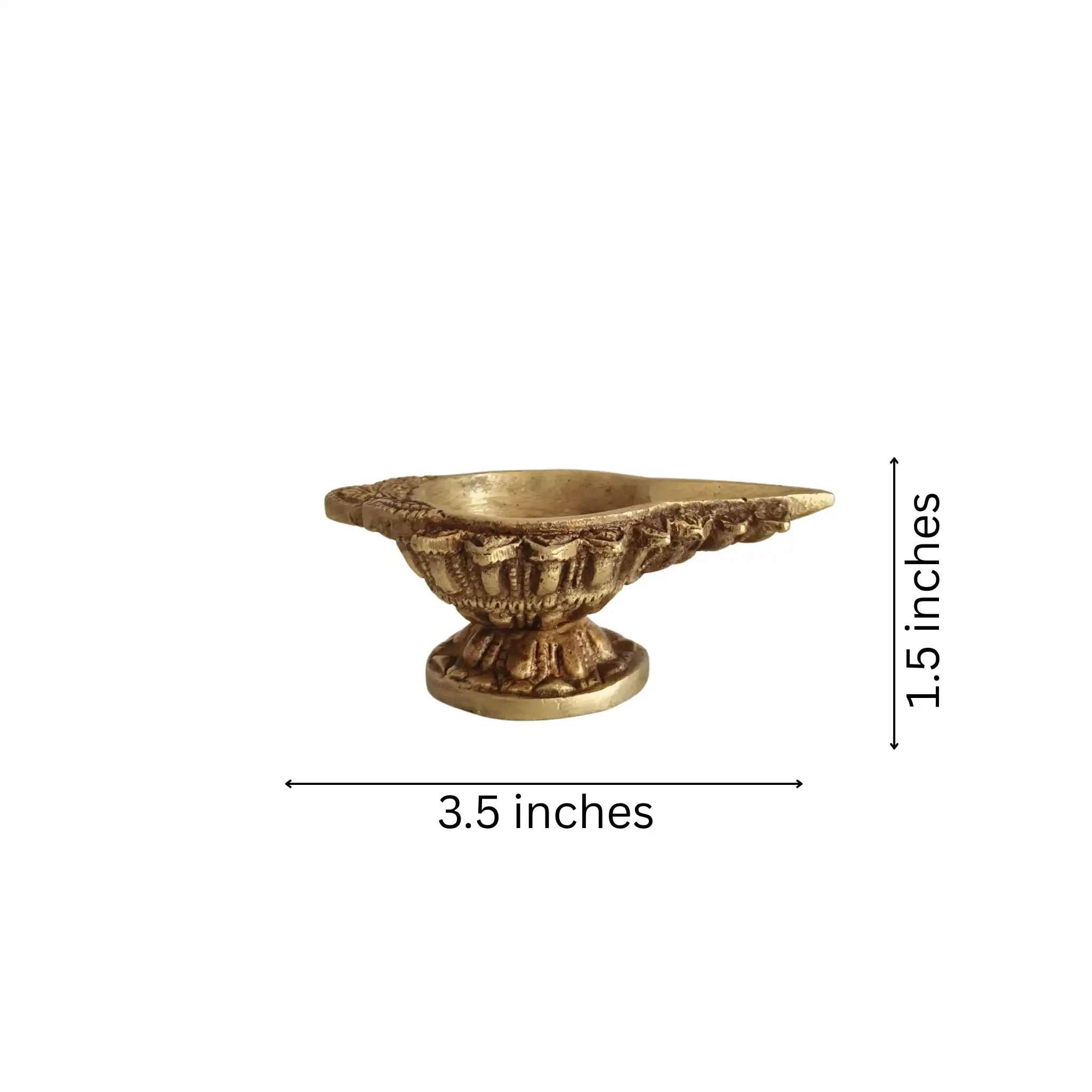 Intricately Carved Brass Base Diya - Image 7
