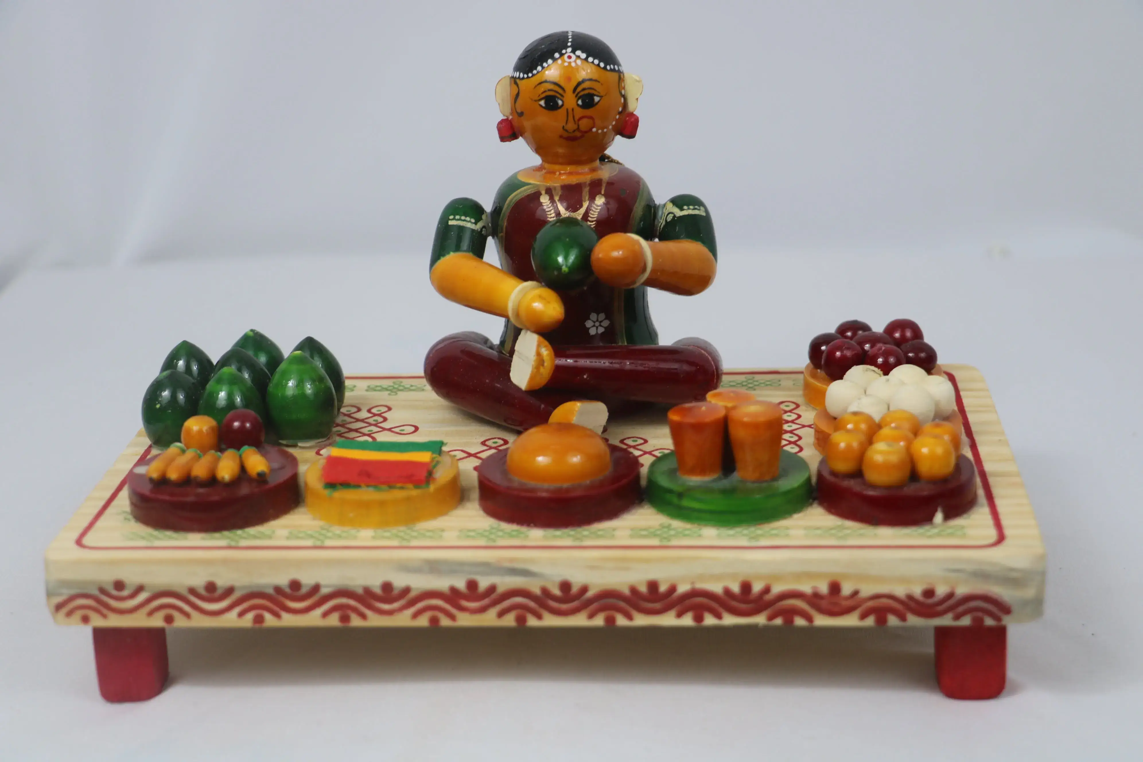 Channapatna Hand-Painted Seemantham Set – Authentic Artisan Artwork - Image 3