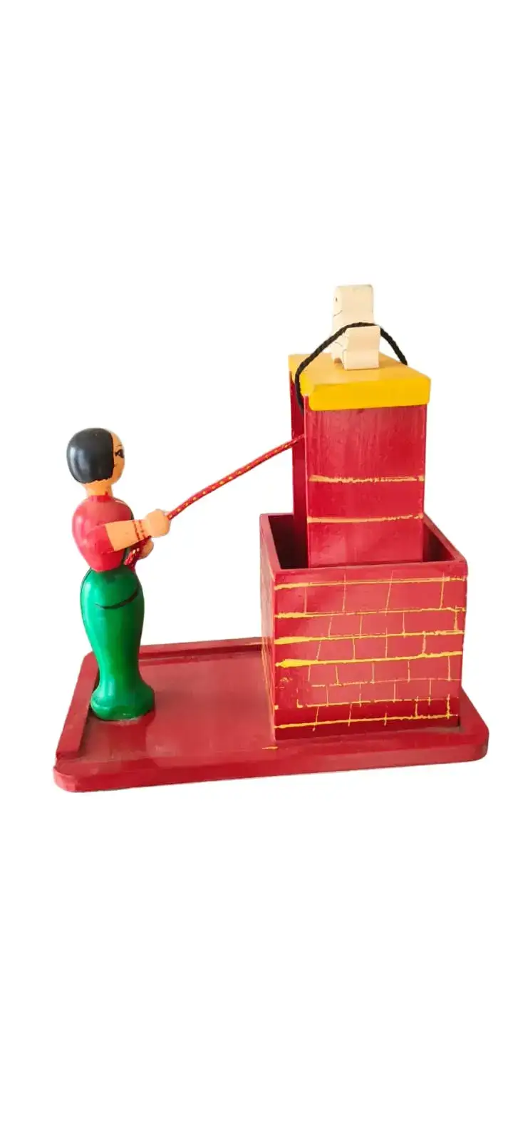 Channapatna Wooden Women at Well Figurine – Traditional Handmade Craft - Image 3