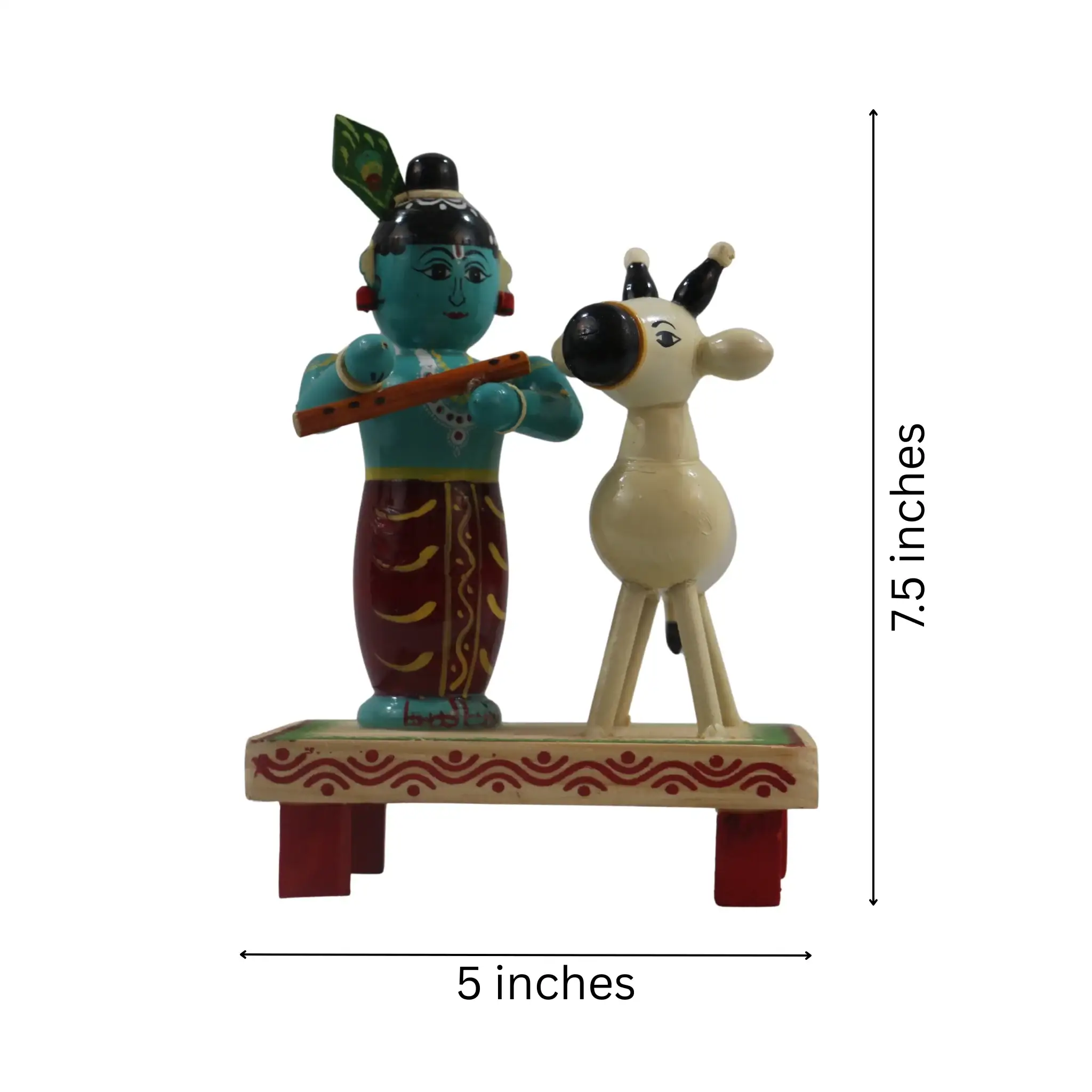 Chennapattnam Wooden Krishna and Cow – Perfect Spiritual Gift - Image 6