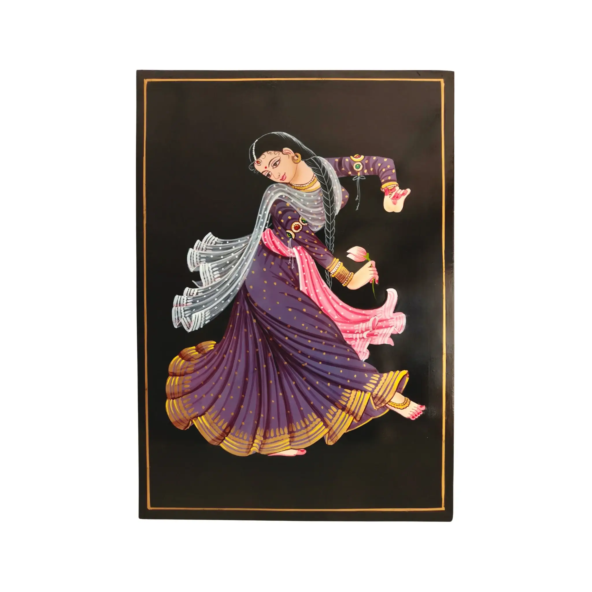 Classical Dancer with Lotus - Nirmal Painting - Image 5
