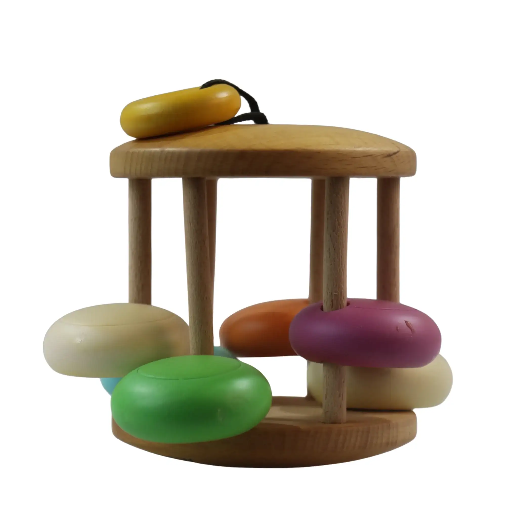 Cylindrical Rattle with Wooden Bars non-Toxic colors - Image 2