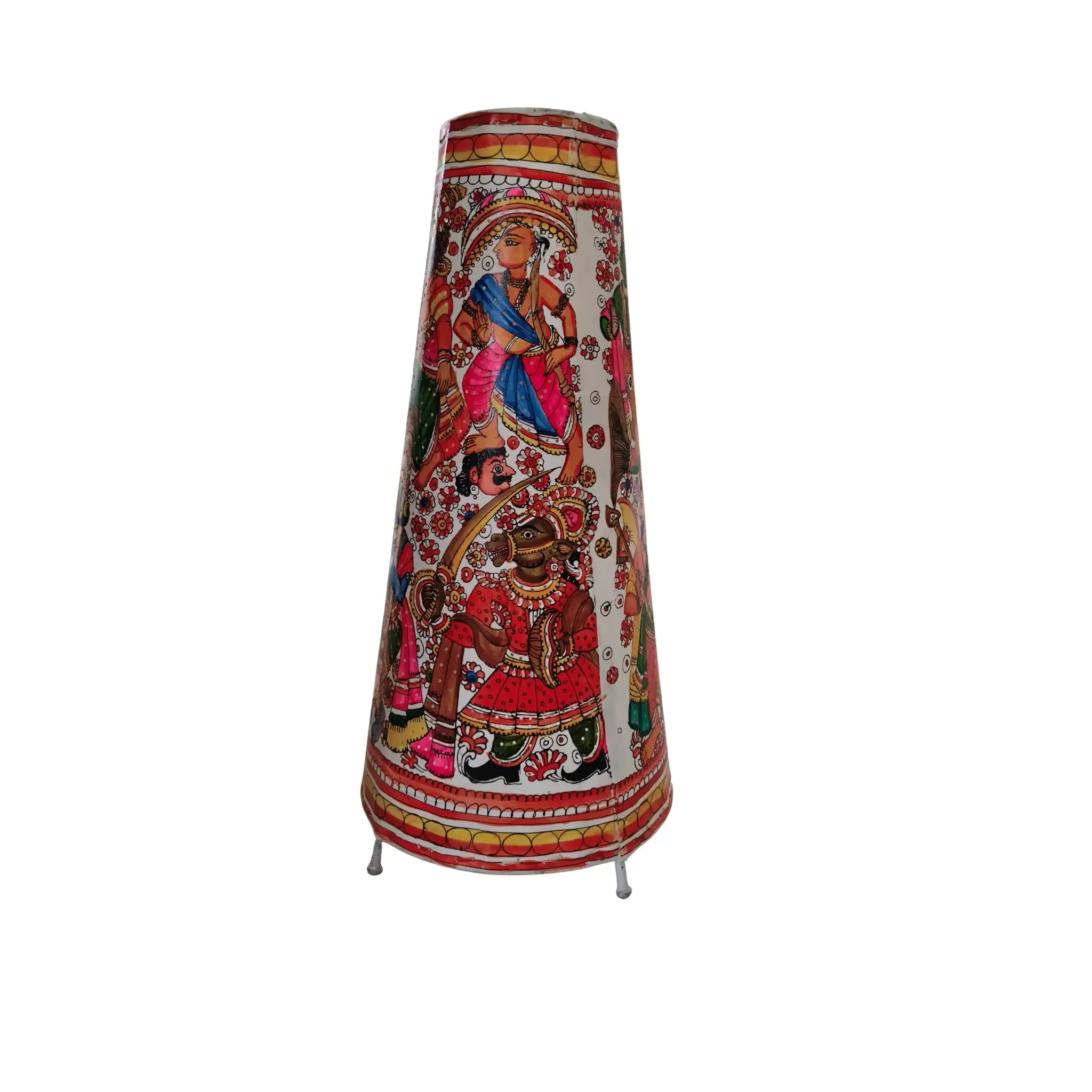 Divine Dashavatara Floral Leather Puppetry Lamp - Image 4