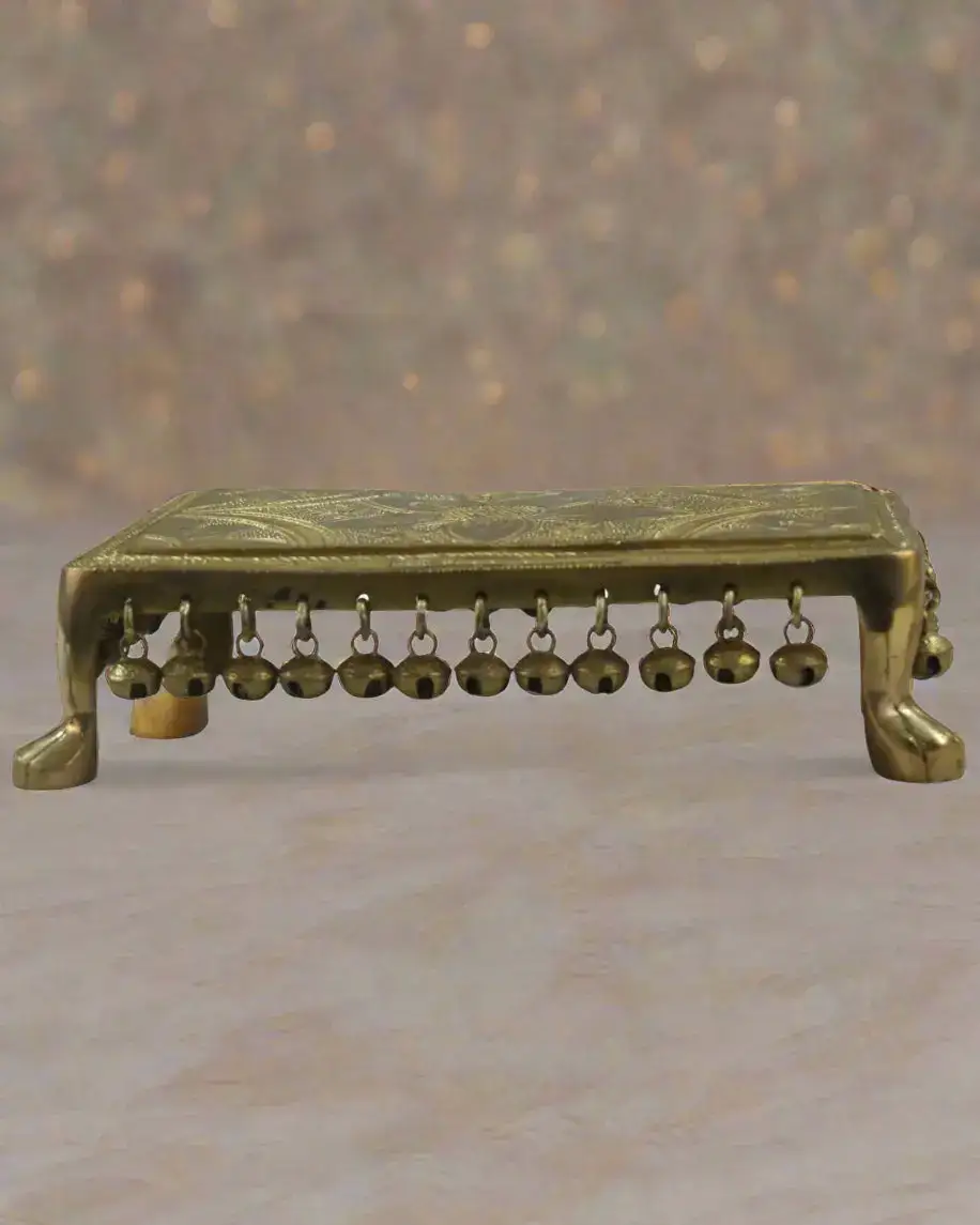 Decorative Brass Stools with Bell Design