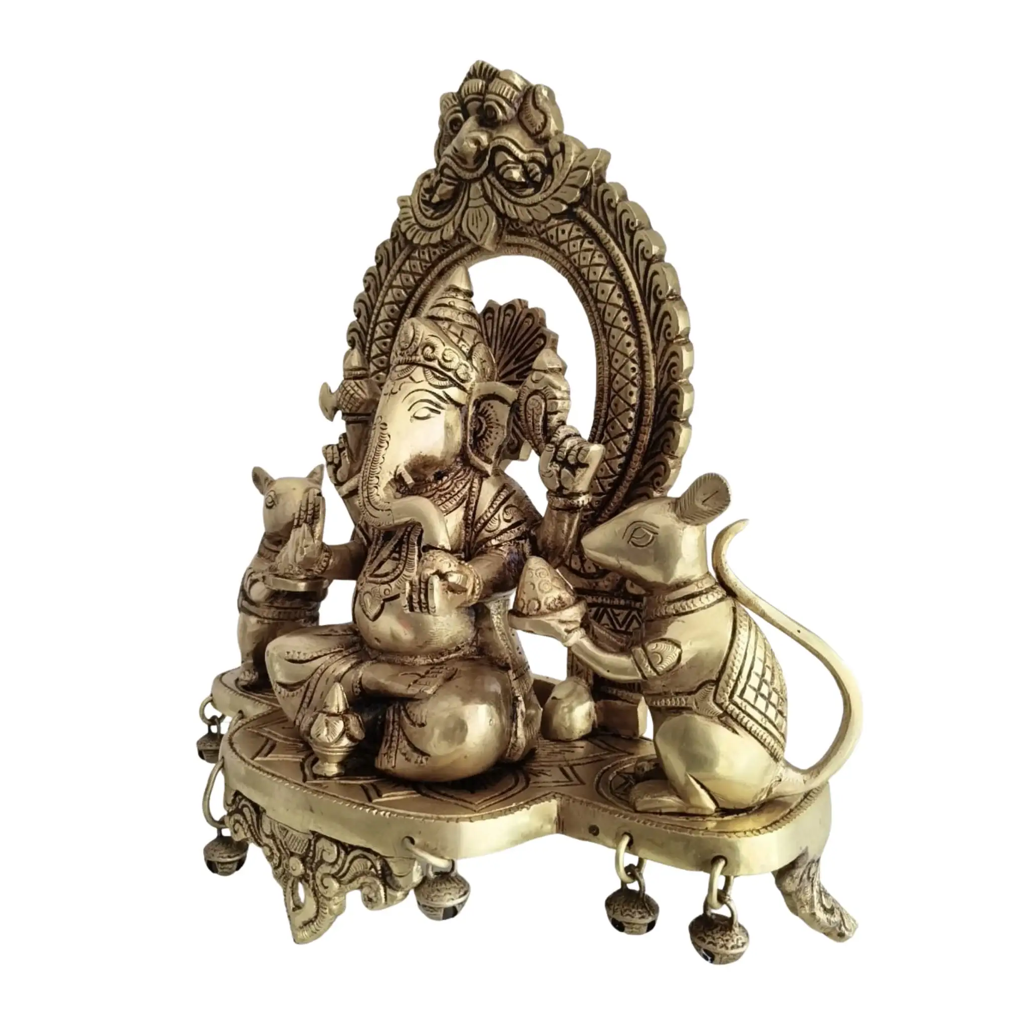 Divine Brass Ganesha with Mushika – Symbol of Wisdom, Humility & Prosperity - Image 4