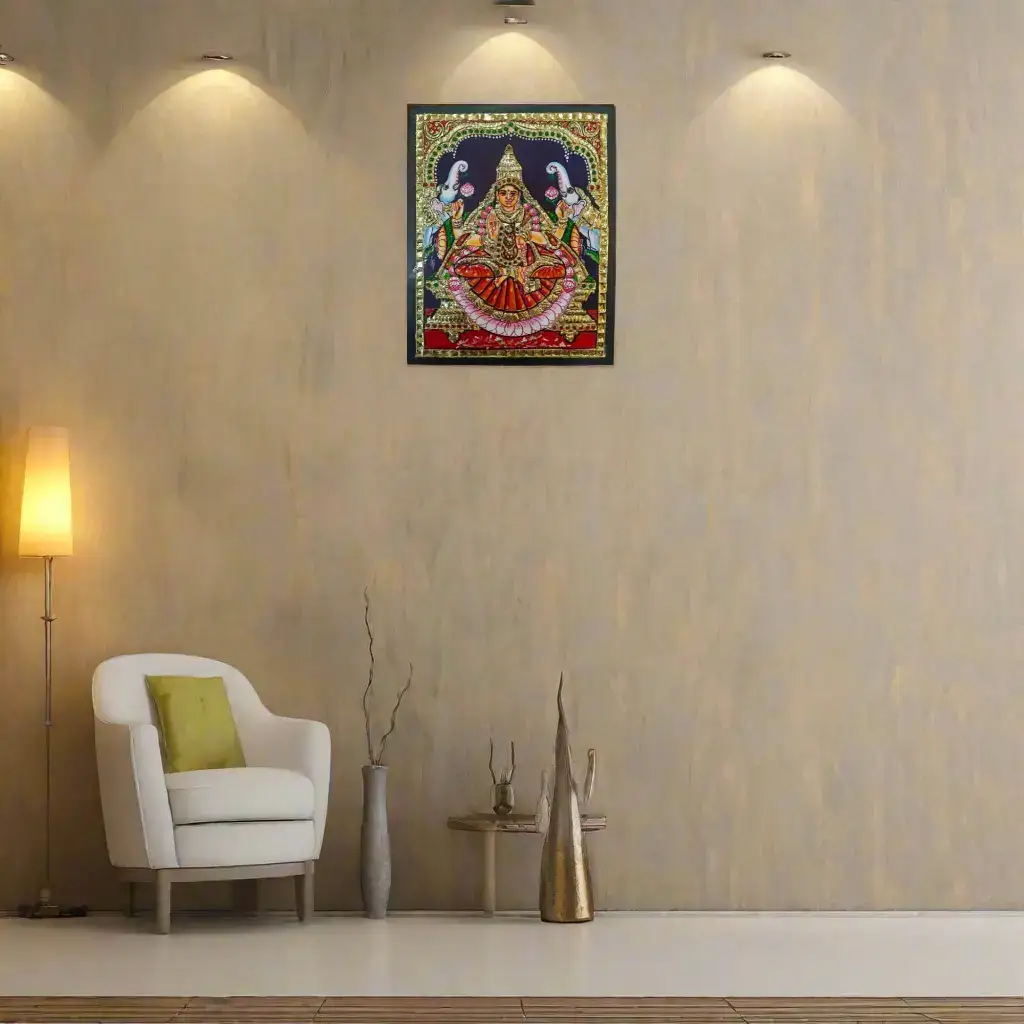 Elegant Laxmi Devi Thanjavur Painting β Vibrant & Detailed Artwork