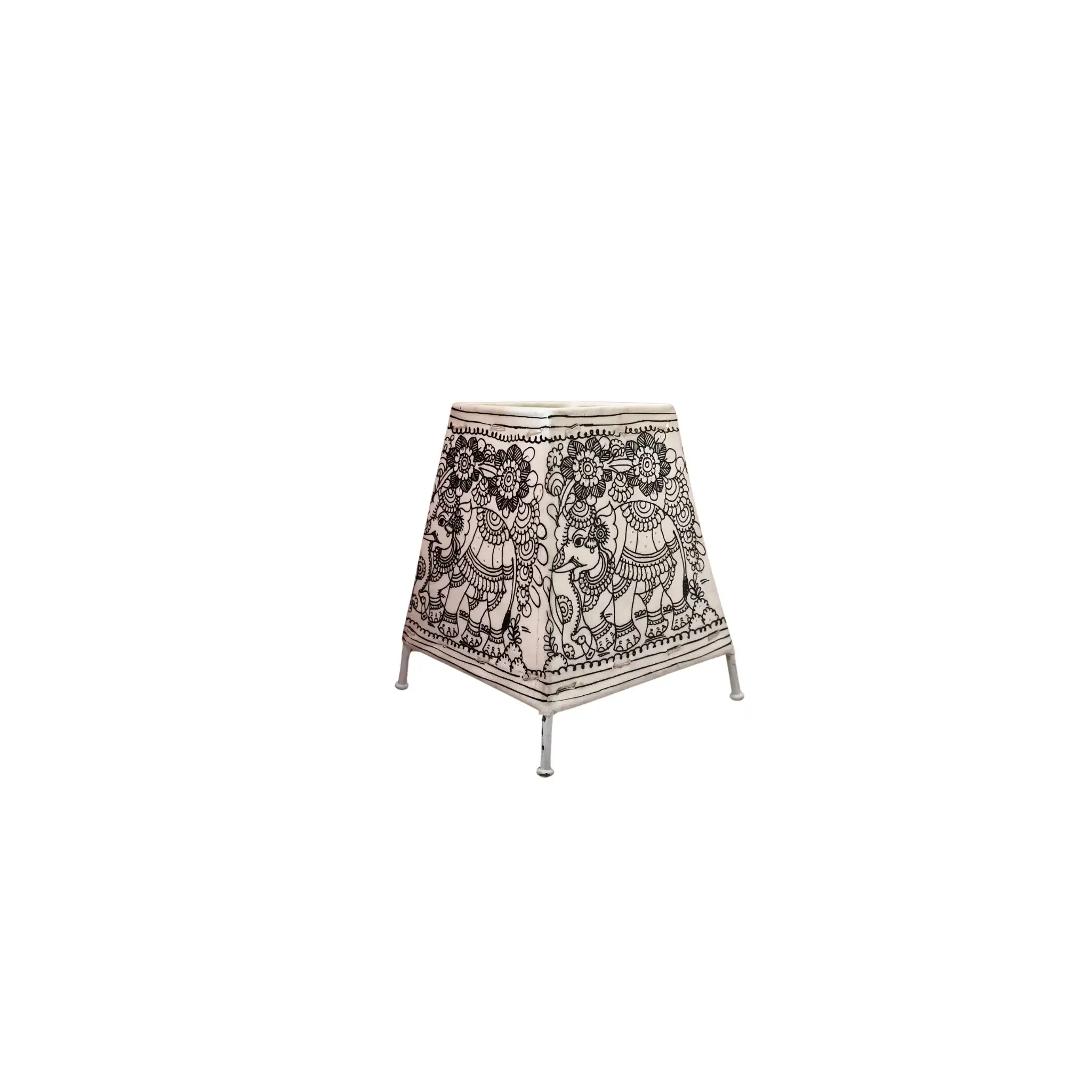 Timeless Tradition – Elephant Kalamkari Leather Painting | Bed Lamp - Image 2