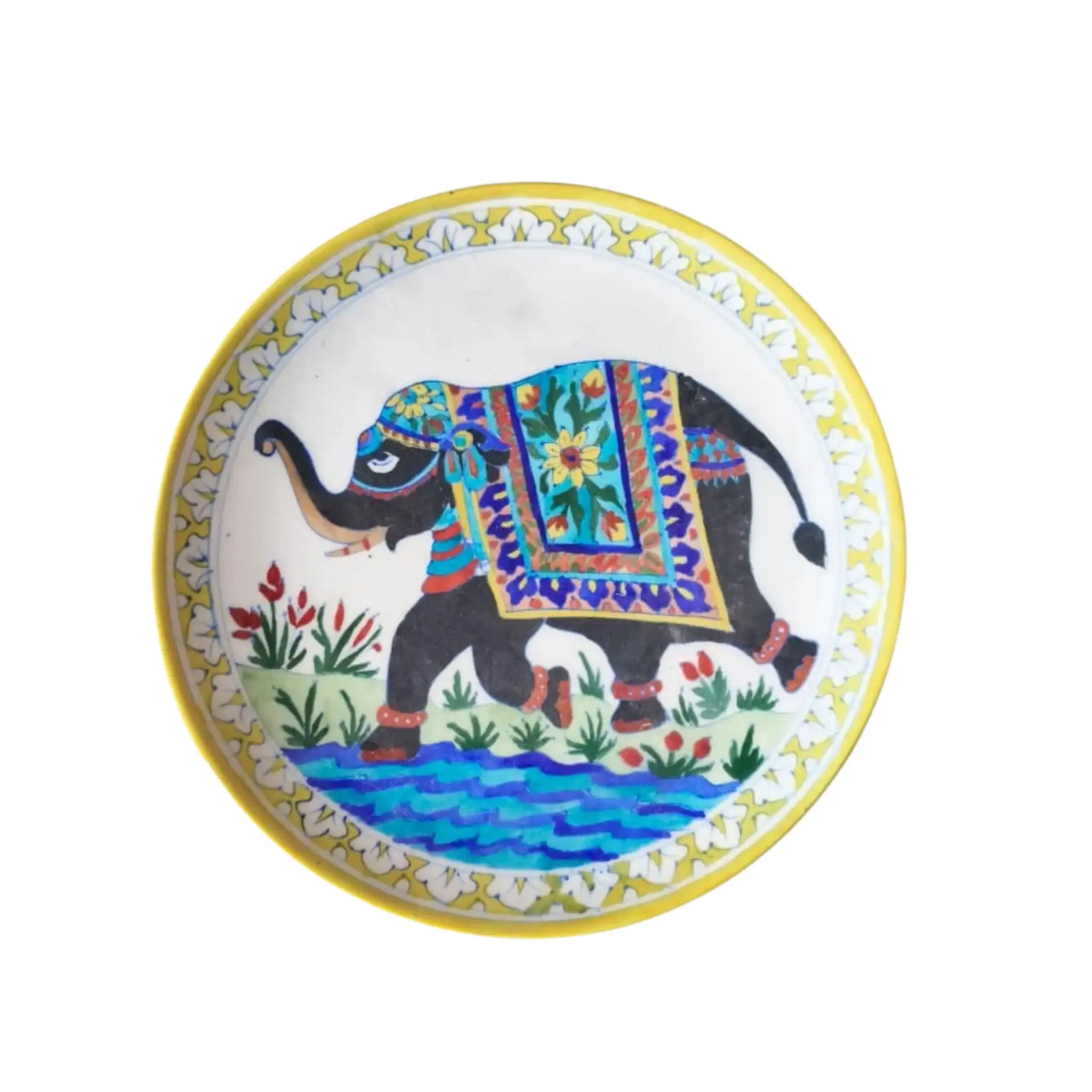 Hand-Painted Indian Elephant Wall Decorative Plate - Image 2