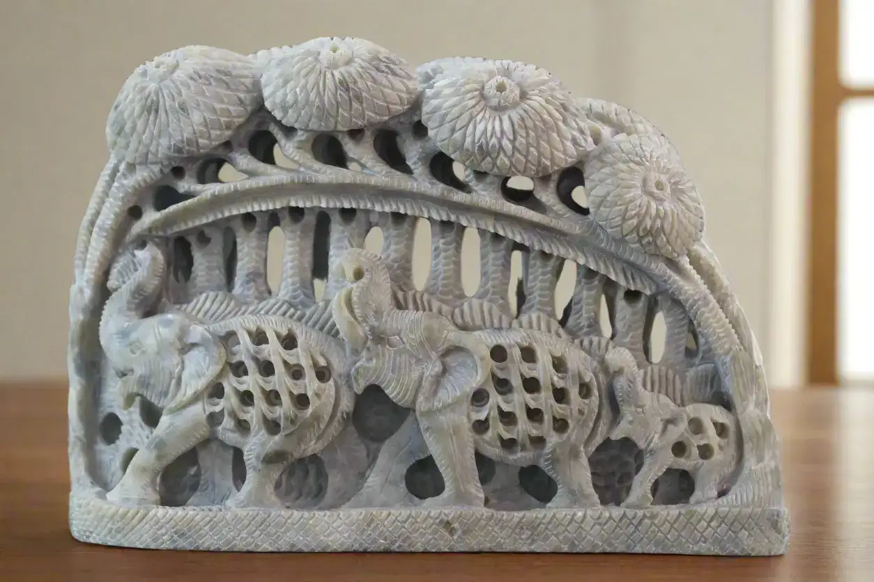 Inlay Jungle Scene – Elephants Tree Nature Décor - Image 3