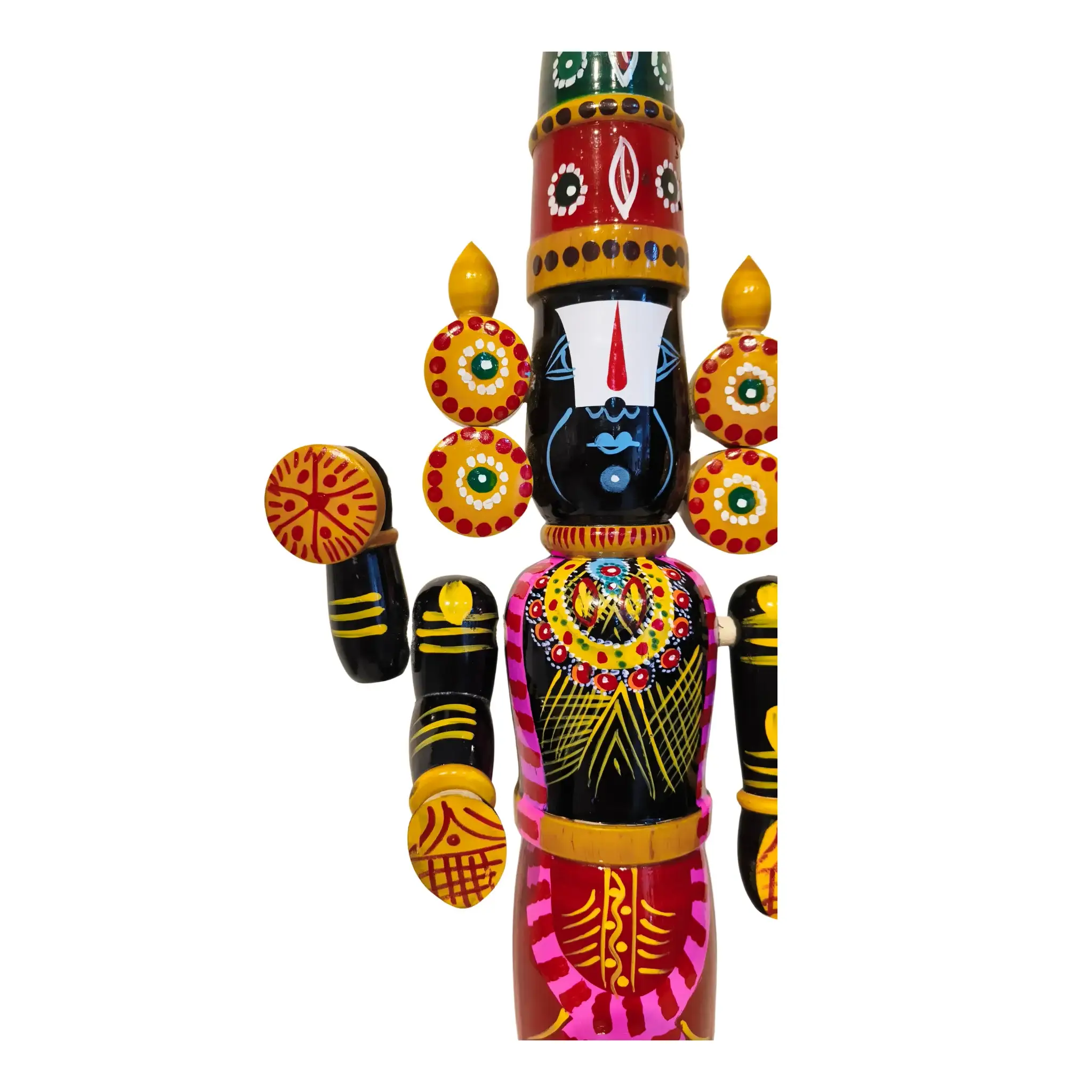 Handcrafted Etikoppaka Balaji Wooden Statue – The Divine Lord in Vibrant Colors - Image 4