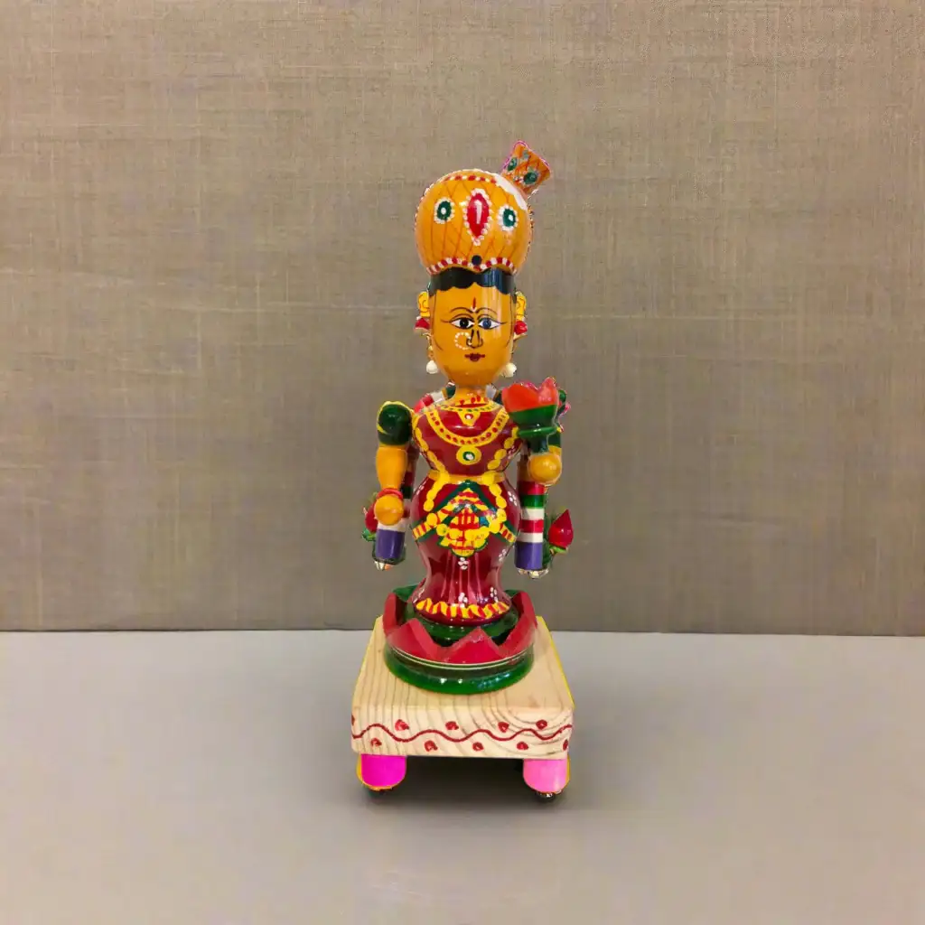 Sacred Etikoppaka Goddess Goda Devi Figurine – Folk Art Wooden Craft