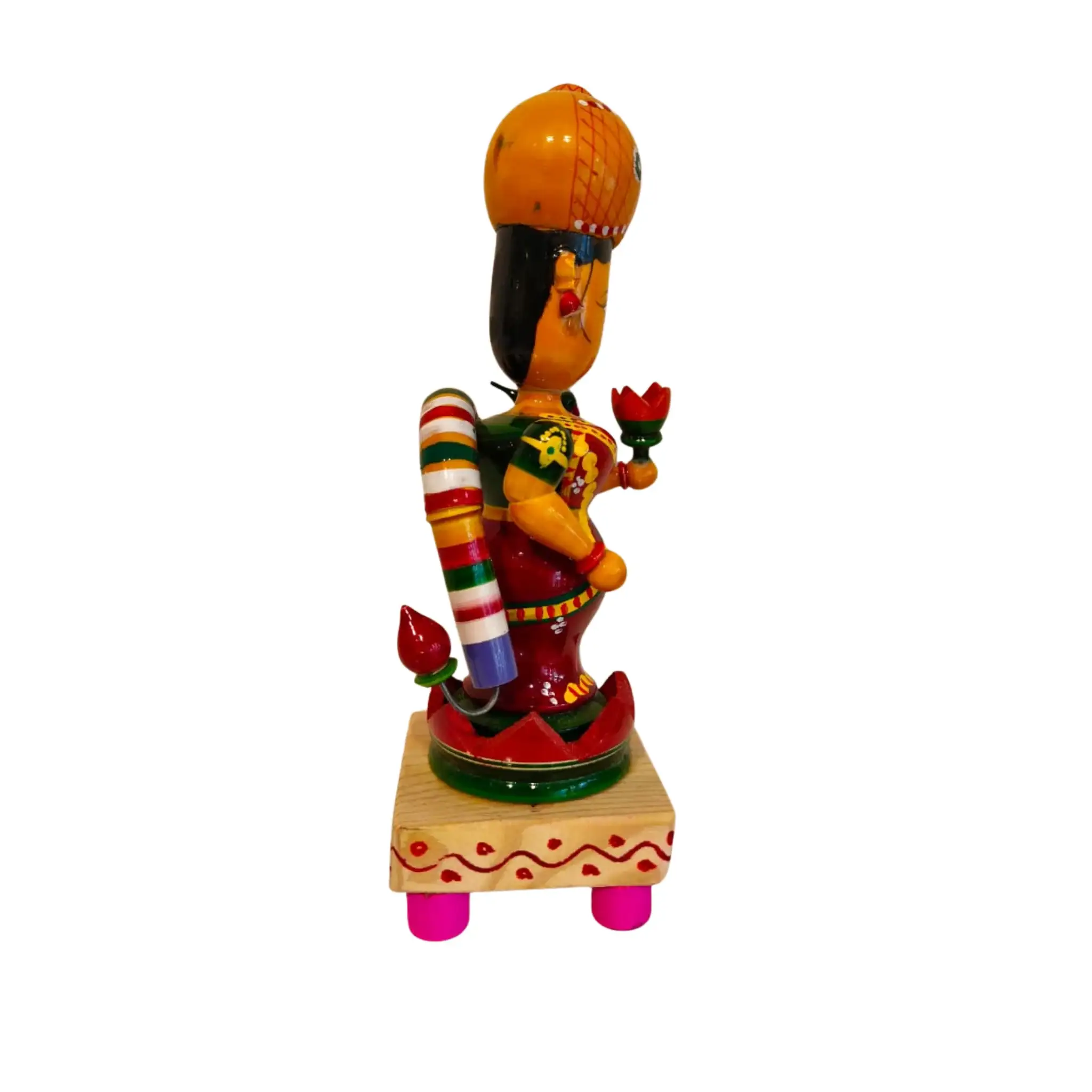 Sacred Etikoppaka Goddess Goda Devi Figurine – Folk Art Wooden Craft - Image 3