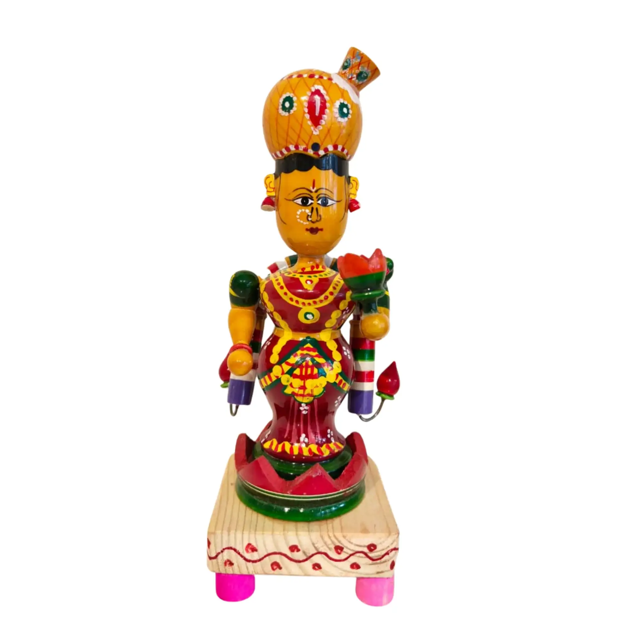 Sacred Etikoppaka Goddess Goda Devi Figurine – Folk Art Wooden Craft - Image 4