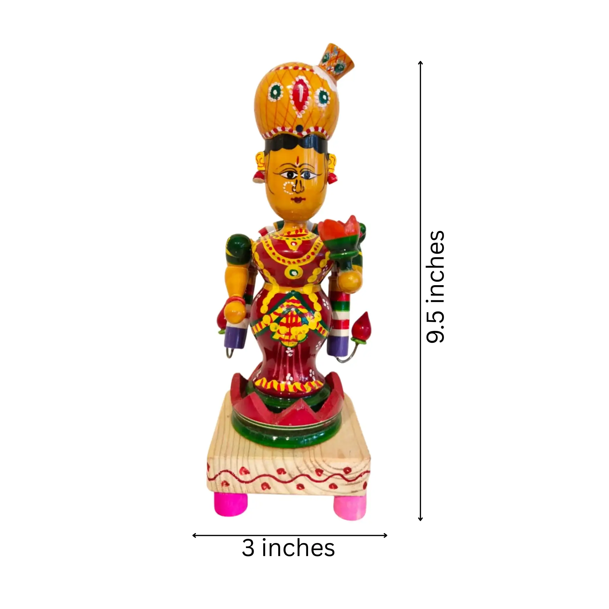 Sacred Etikoppaka Goddess Goda Devi Figurine – Folk Art Wooden Craft - Image 6