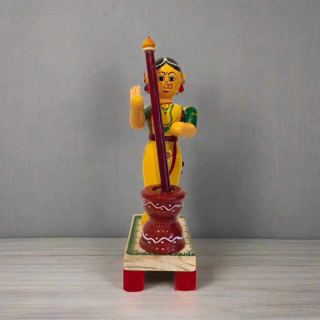 The Household Pounding Woman Toy Etikoppaka Lacquer