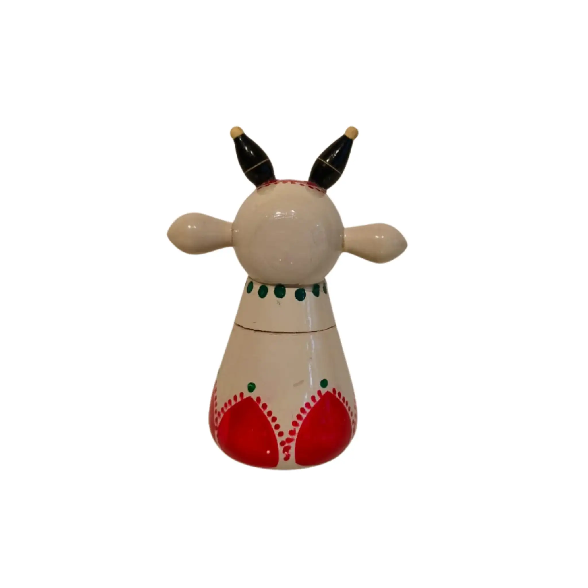 Stylized Etikoppaka Lacquer Nandi/Bull - White and Red - Image 4