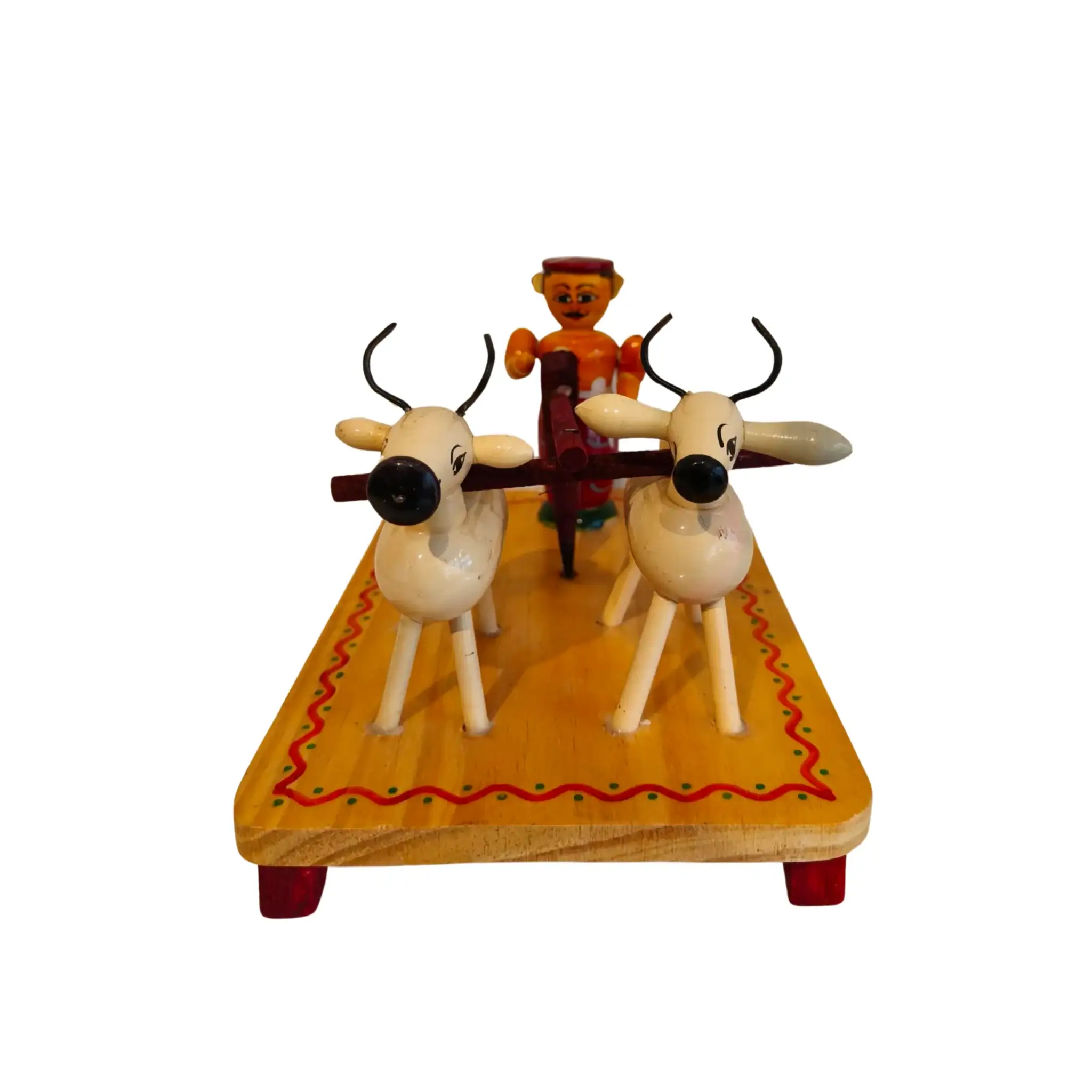Etikoppaka Lacquer Wood Diorama - Traditional Farmer and Bull Ploughing Scene - Image 2