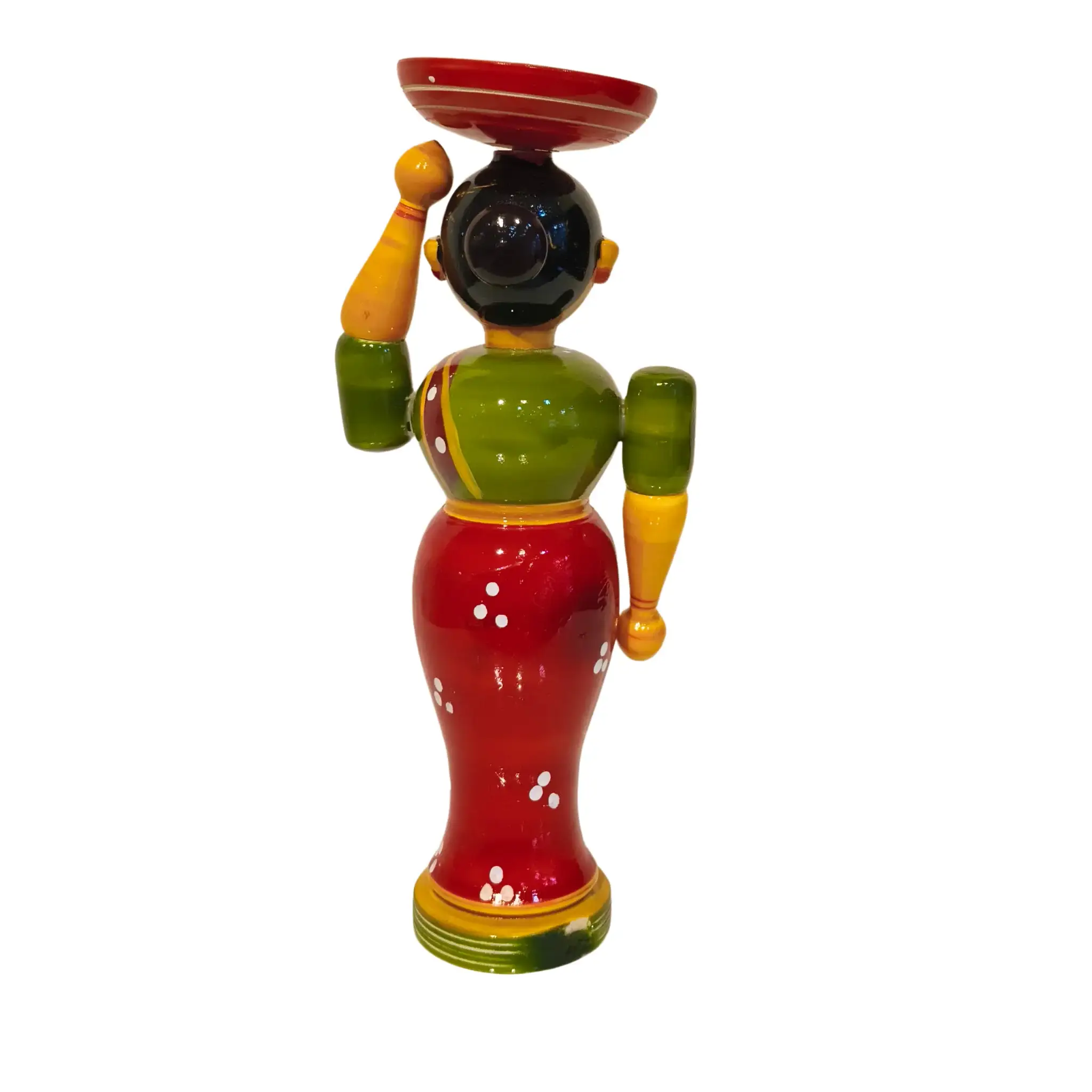 Etikoppaka Lacquerware Woman with Platter Toy - Traditional Indian Server Figurine - Image 3