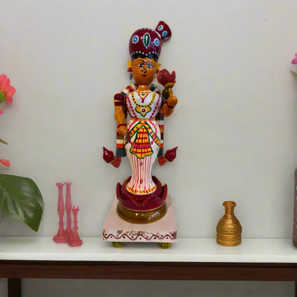 Handcrafted Etikoppaka Lakshmi as Goda Devi Idol – Goddess of Wealth