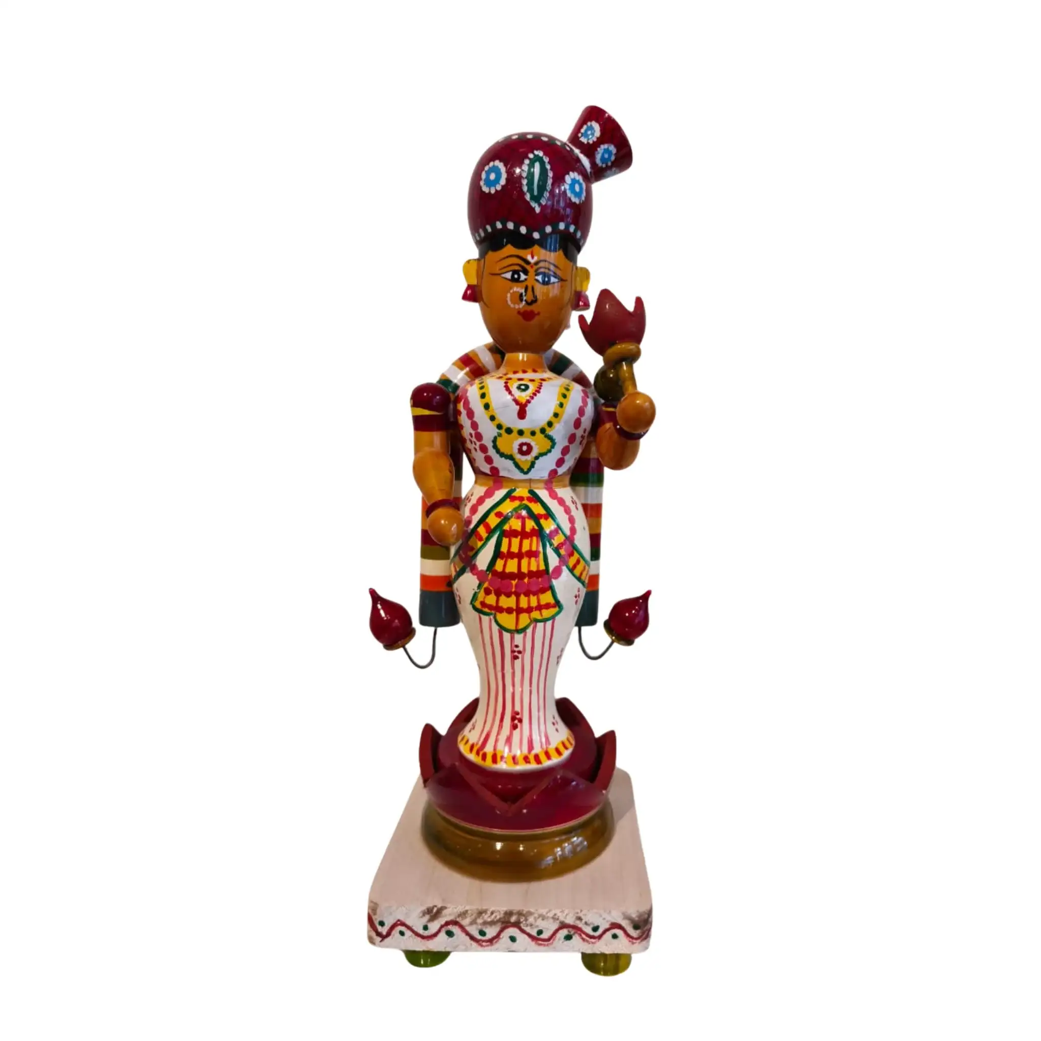 Handcrafted Etikoppaka Lakshmi as Goda Devi Idol – Goddess of Wealth - Image 4