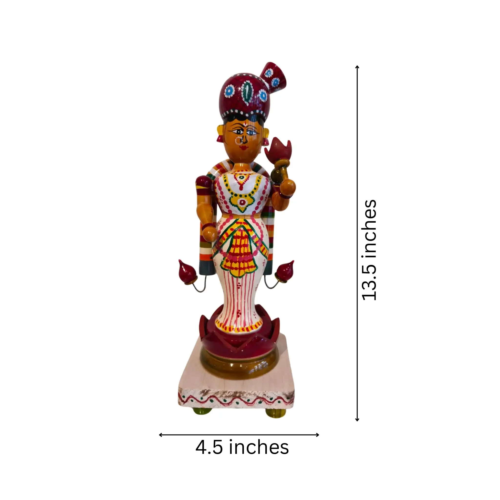 Handcrafted Etikoppaka Lakshmi as Goda Devi Idol – Goddess of Wealth - Image 6