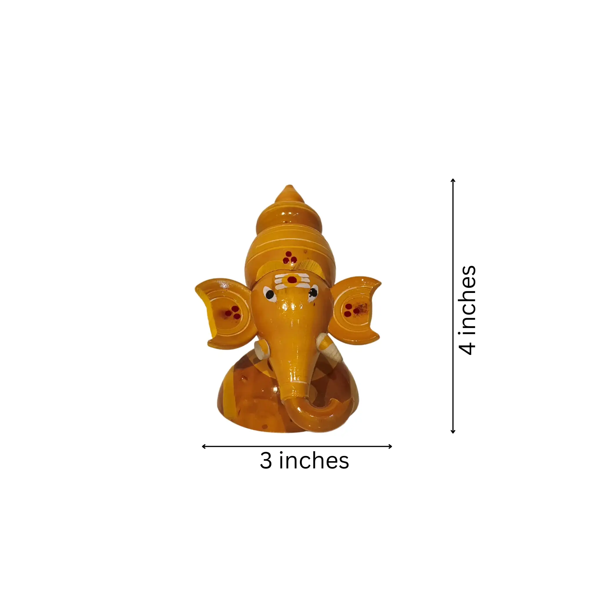 Auspicious Etikoppaka Lord Ganesha Bust - Warm Yellow Lacquer - Image 3