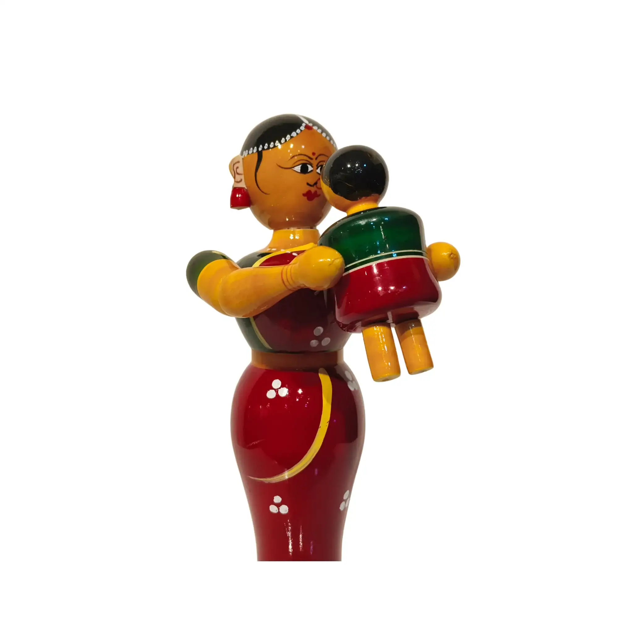 Eternal Bond Mother and Son Etikoppaka Wooden Art - Image 2