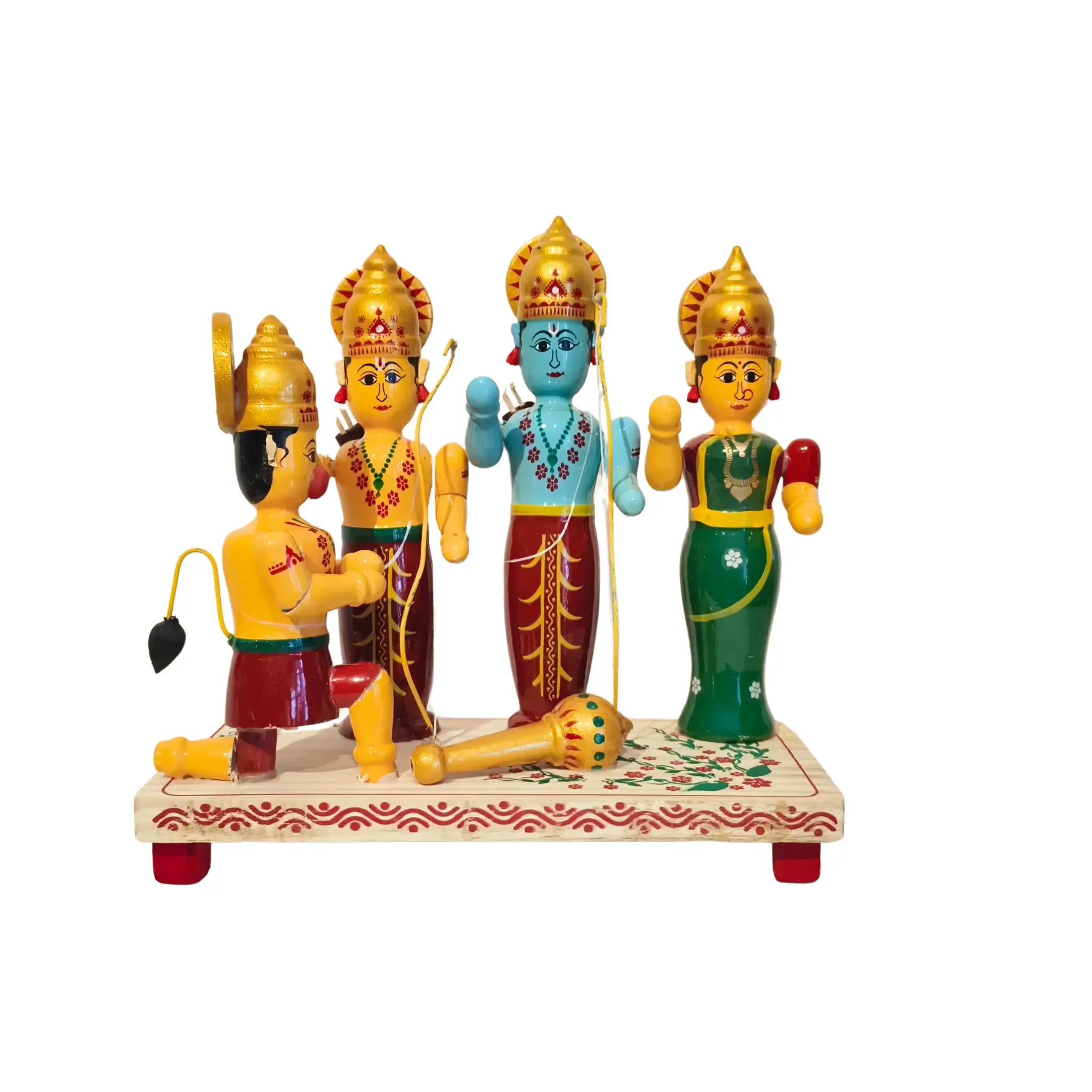 Etikoppaka Ram Darbar Wooden Statue of Lord Rama, Sita, Lakshmana, and Hanuman - Image 4