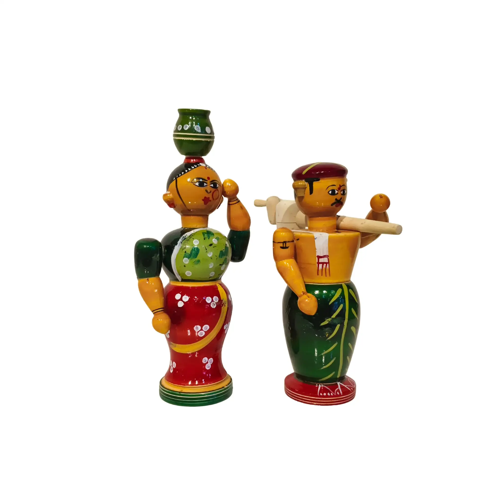 The Etikoppaka Village Couple - A Portrait of Rural Life in Lacquerware - Image 2