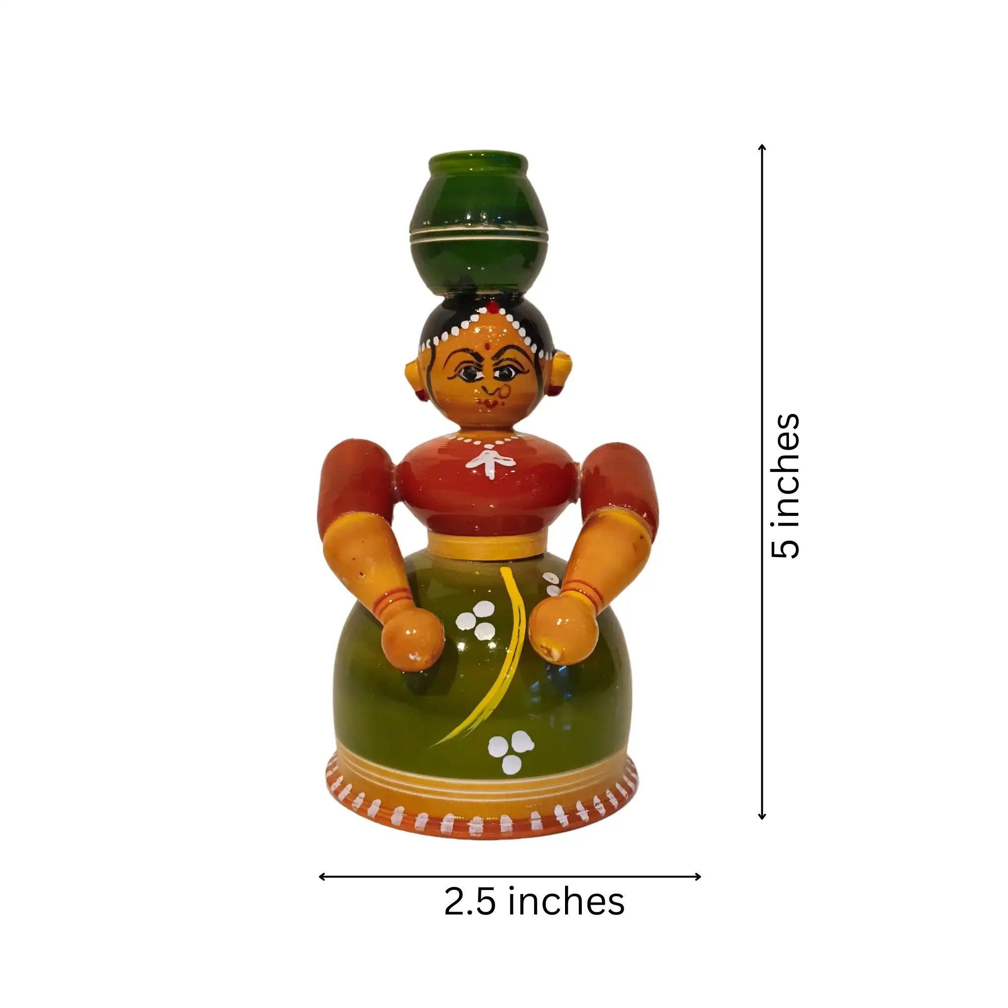 Graceful Water Carrier - Handcrafted Etikoppaka Wooden Village Woman with Pot - Image 4