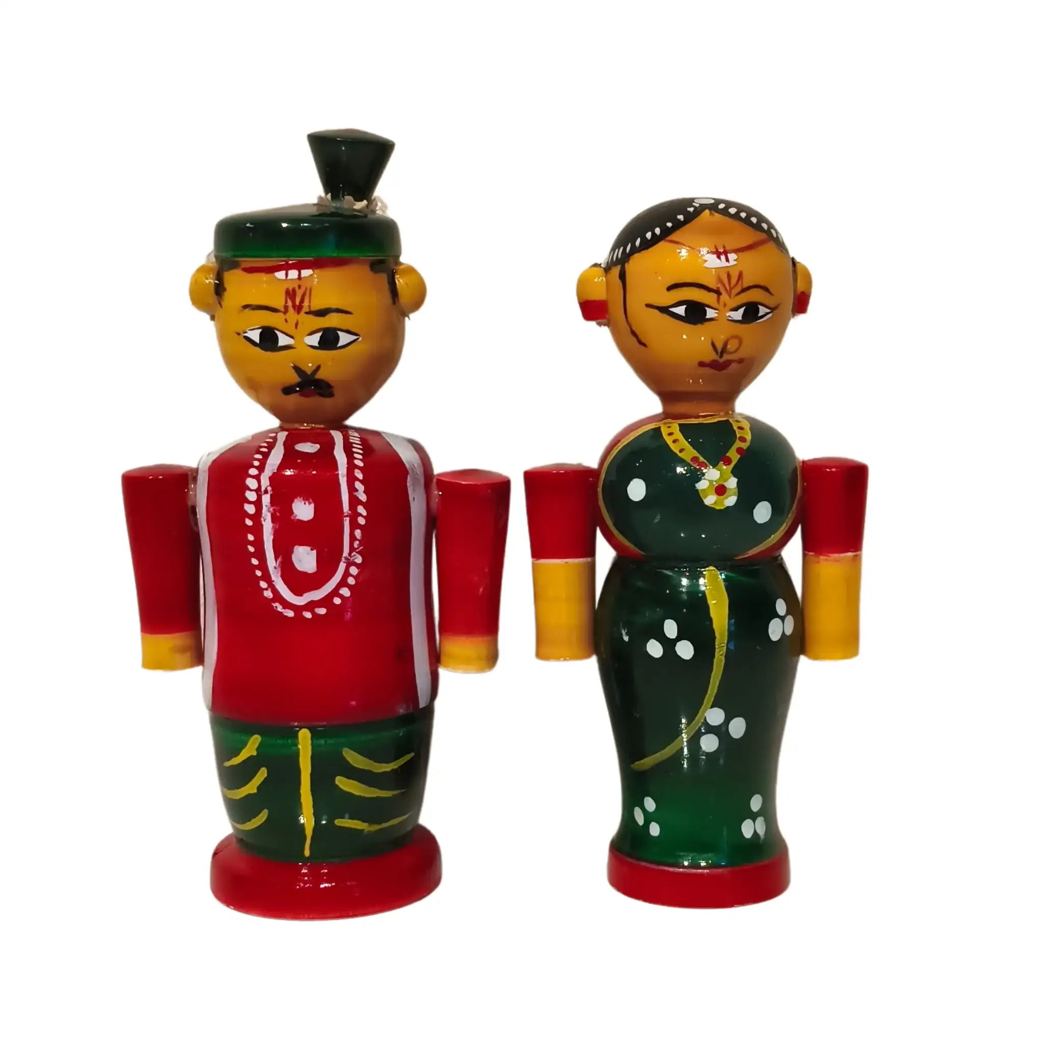 Etikoppaka Wooden Marriage Couple Figurines - Traditional South Indian Attire - Image 5