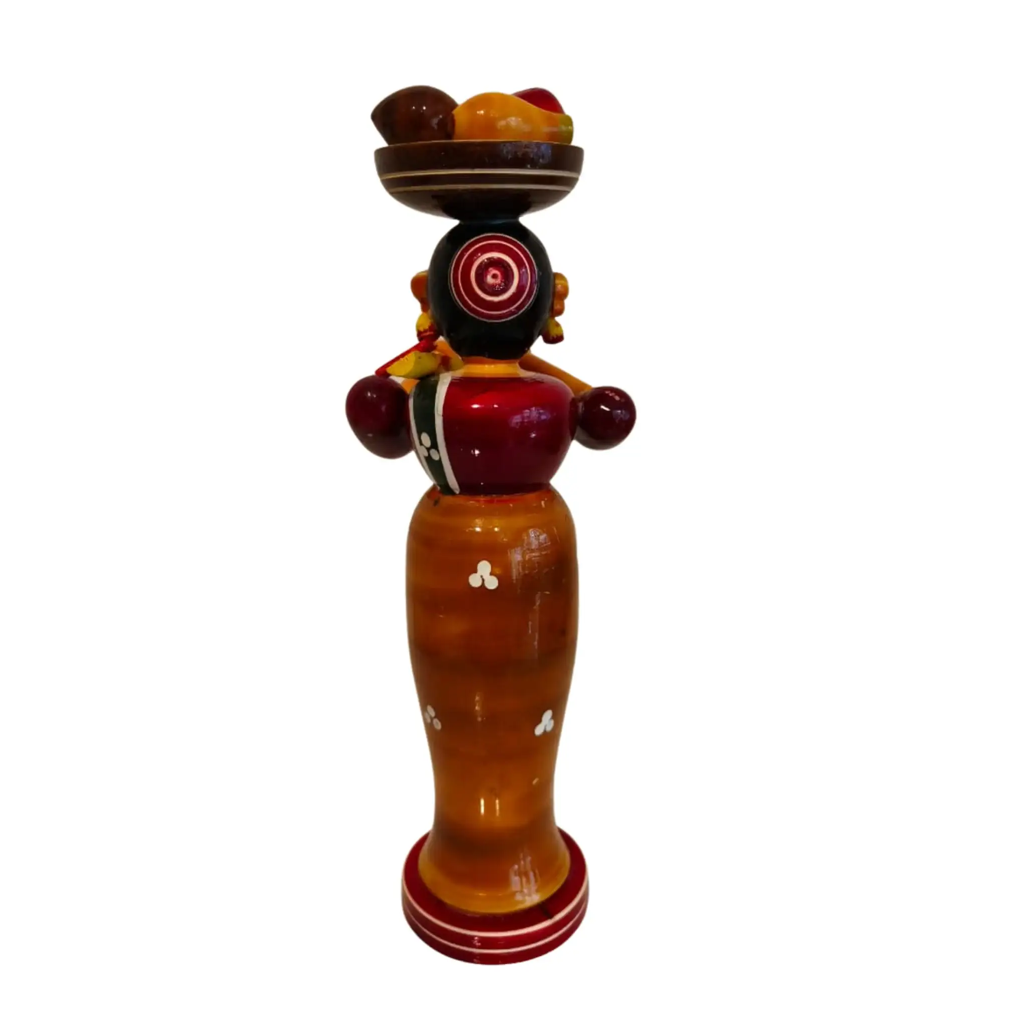 Etikoppaka Wooden Standing Woman Musician with Head Load - Image 4