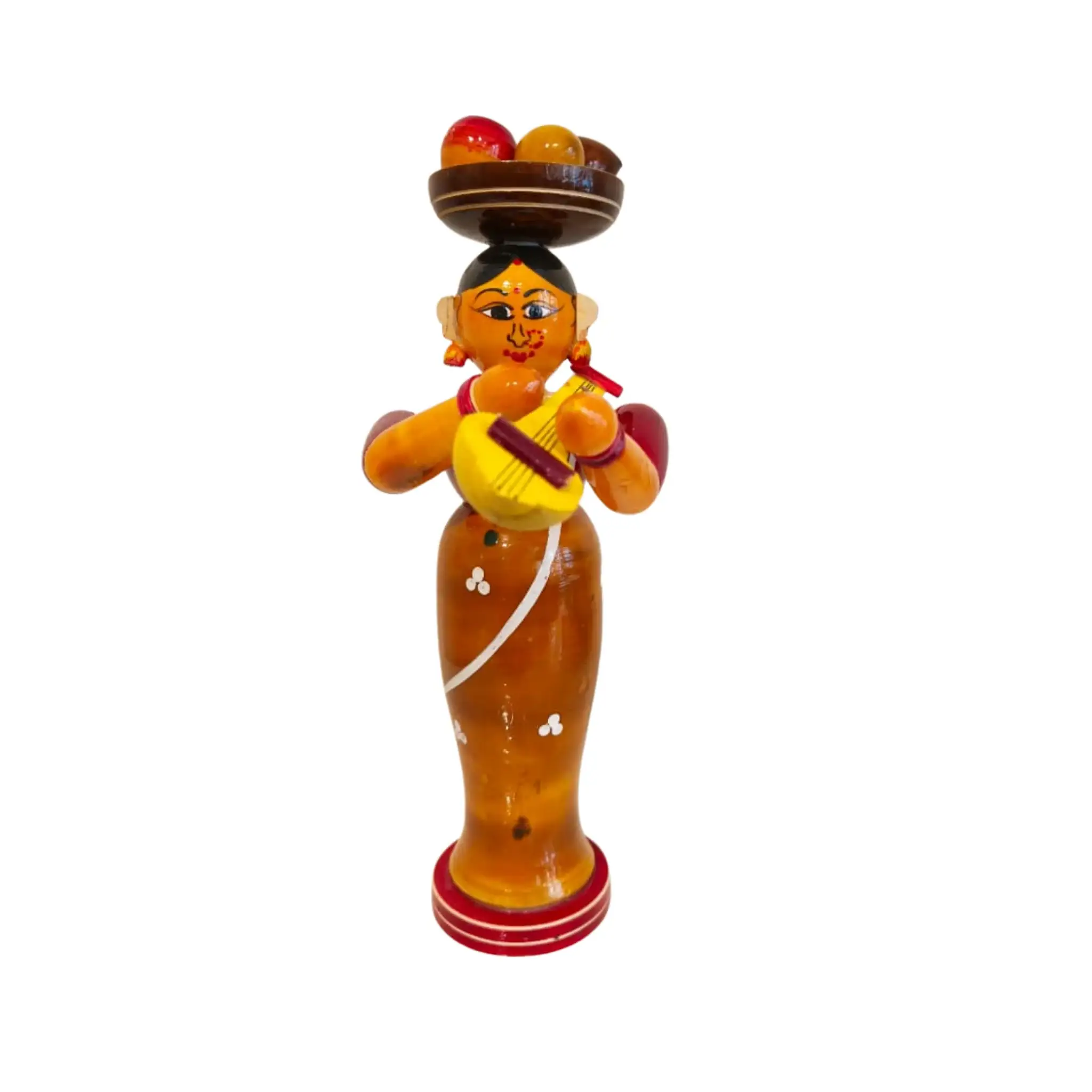 Etikoppaka Wooden Standing Woman Musician with Head Load - Image 5