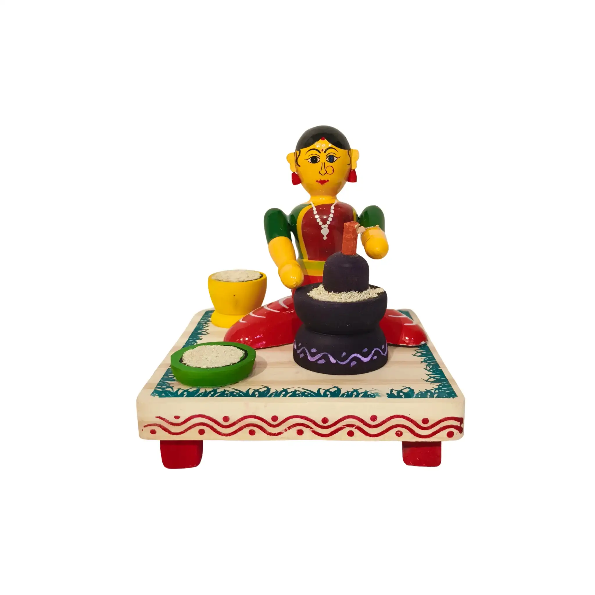 Etikoppaka Wooden Toy - The Traditional Woman Grinding Grains - Image 5
