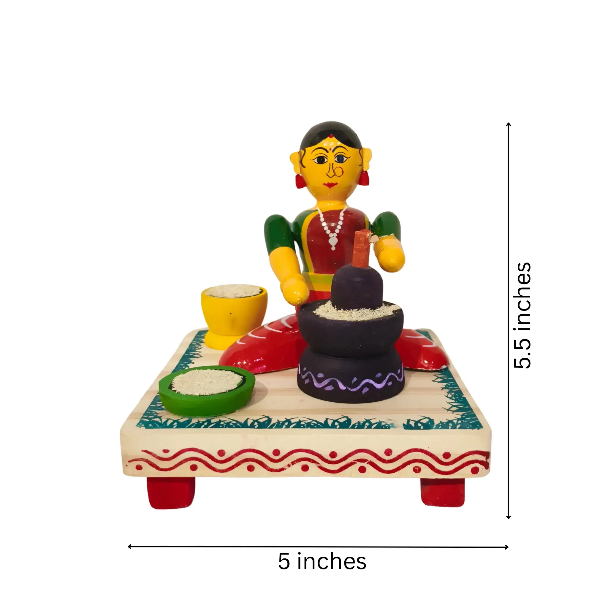 Etikoppaka Wooden Toy - The Traditional Woman Grinding Grains - Image 7